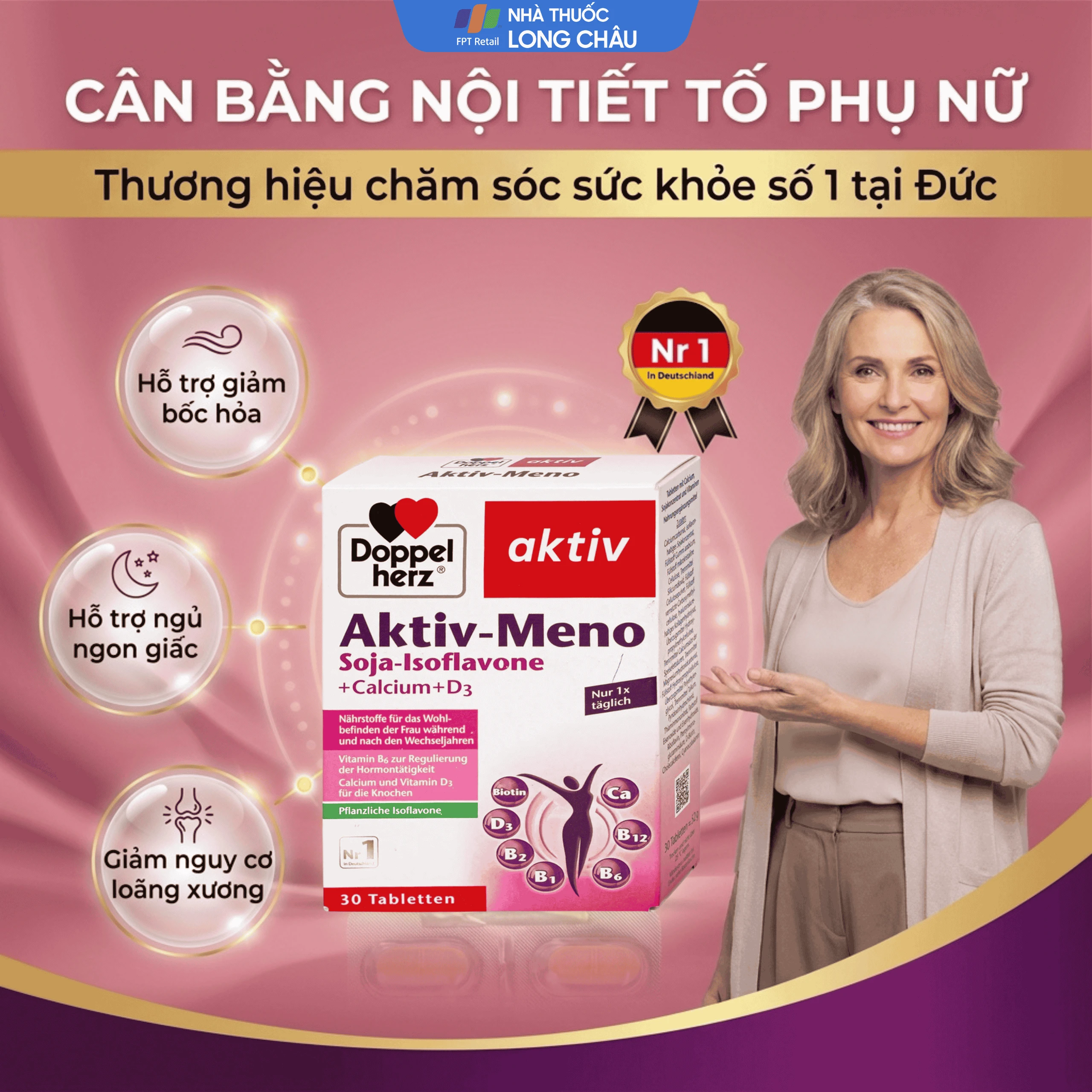 Viên uống hỗ trợ cải thiện nội tiết tố cho phụ nữ tiền mãn kinh Doppelherz Aktiv-Meno (Hộp 30 viên) 3