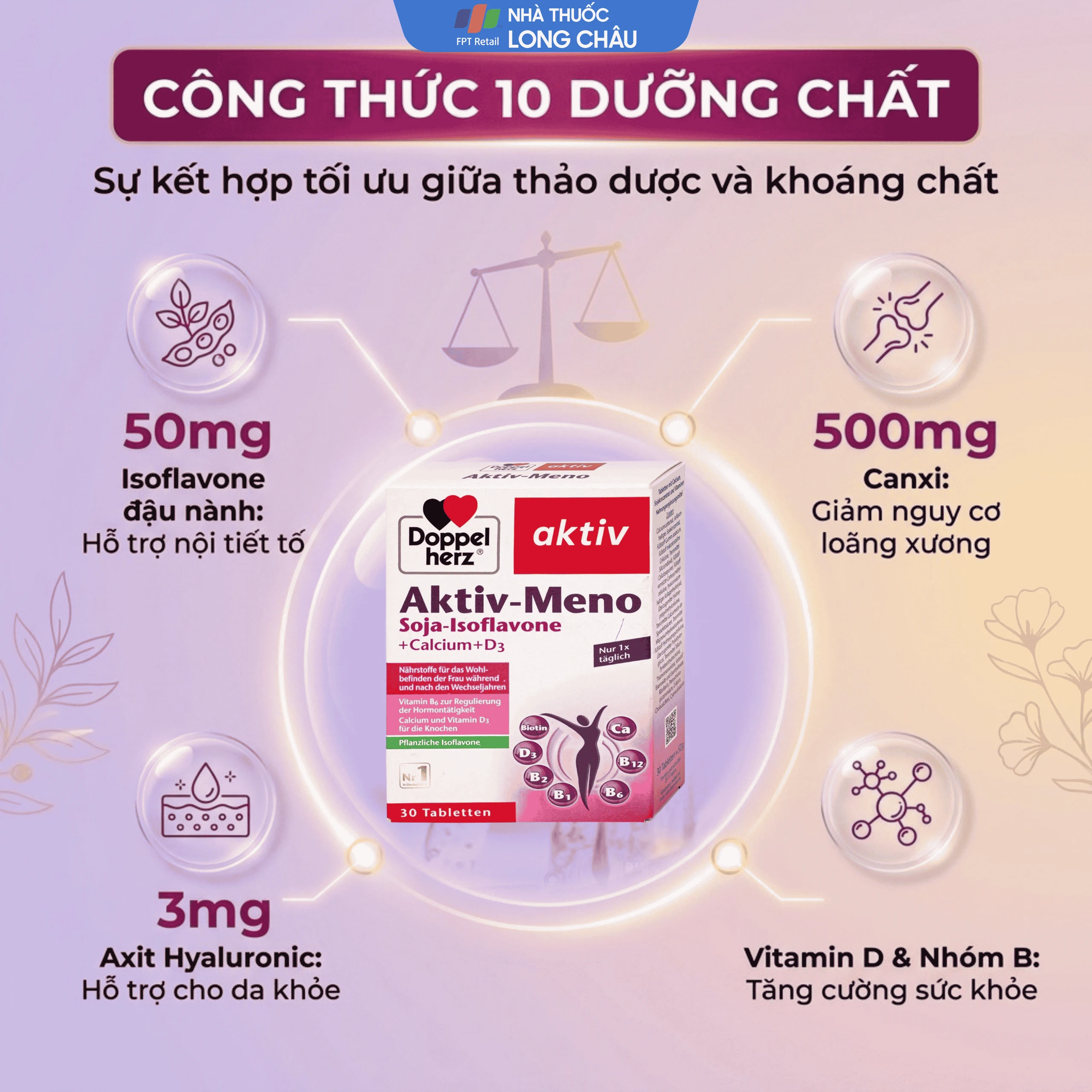 Viên uống hỗ trợ cải thiện nội tiết tố cho phụ nữ tiền mãn kinh Doppelherz Aktiv-Meno (Hộp 30 viên) 4