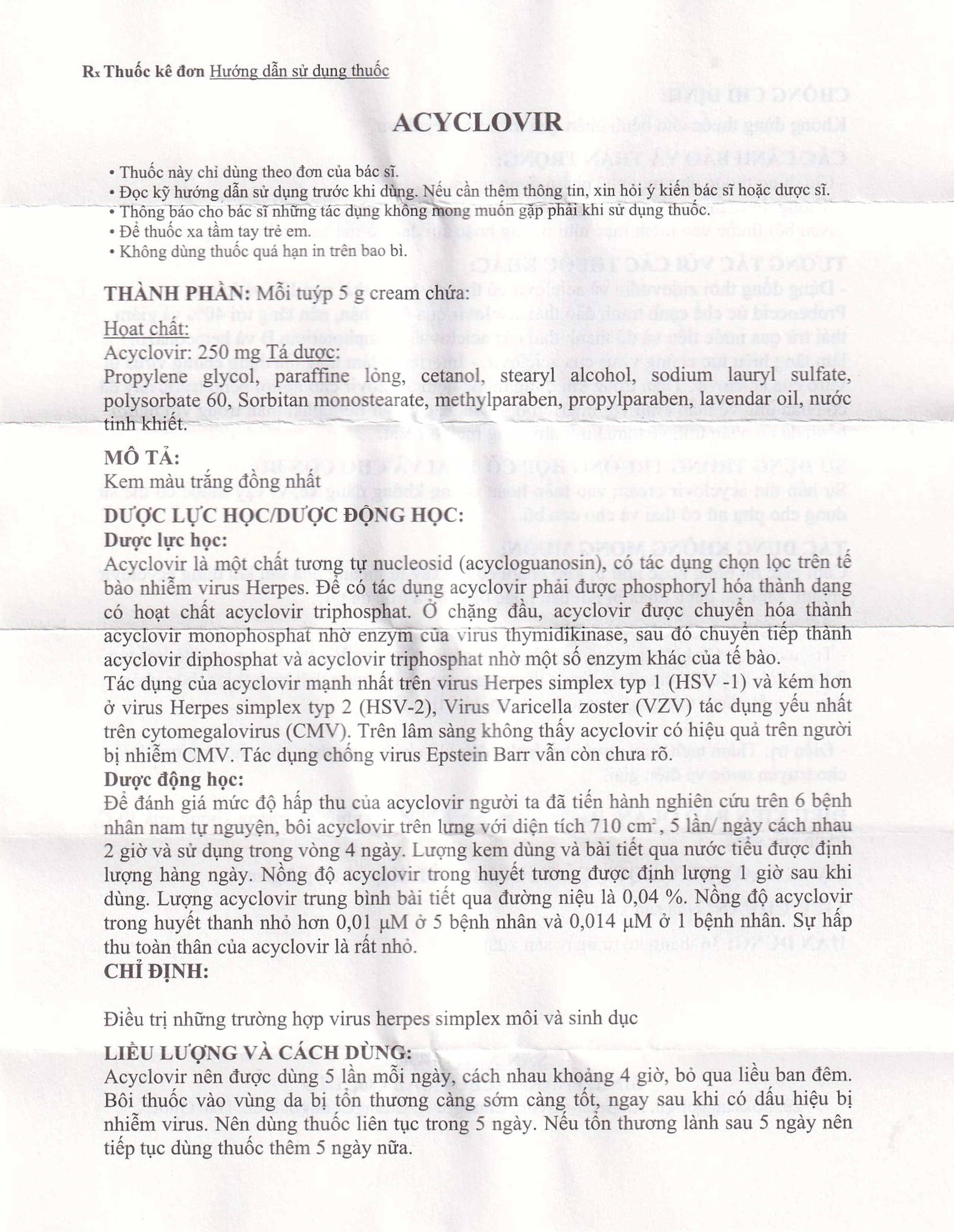 Kem bôi da Acyclovir Sinil điều trị nhiễm virus Herpes simplex (5g)