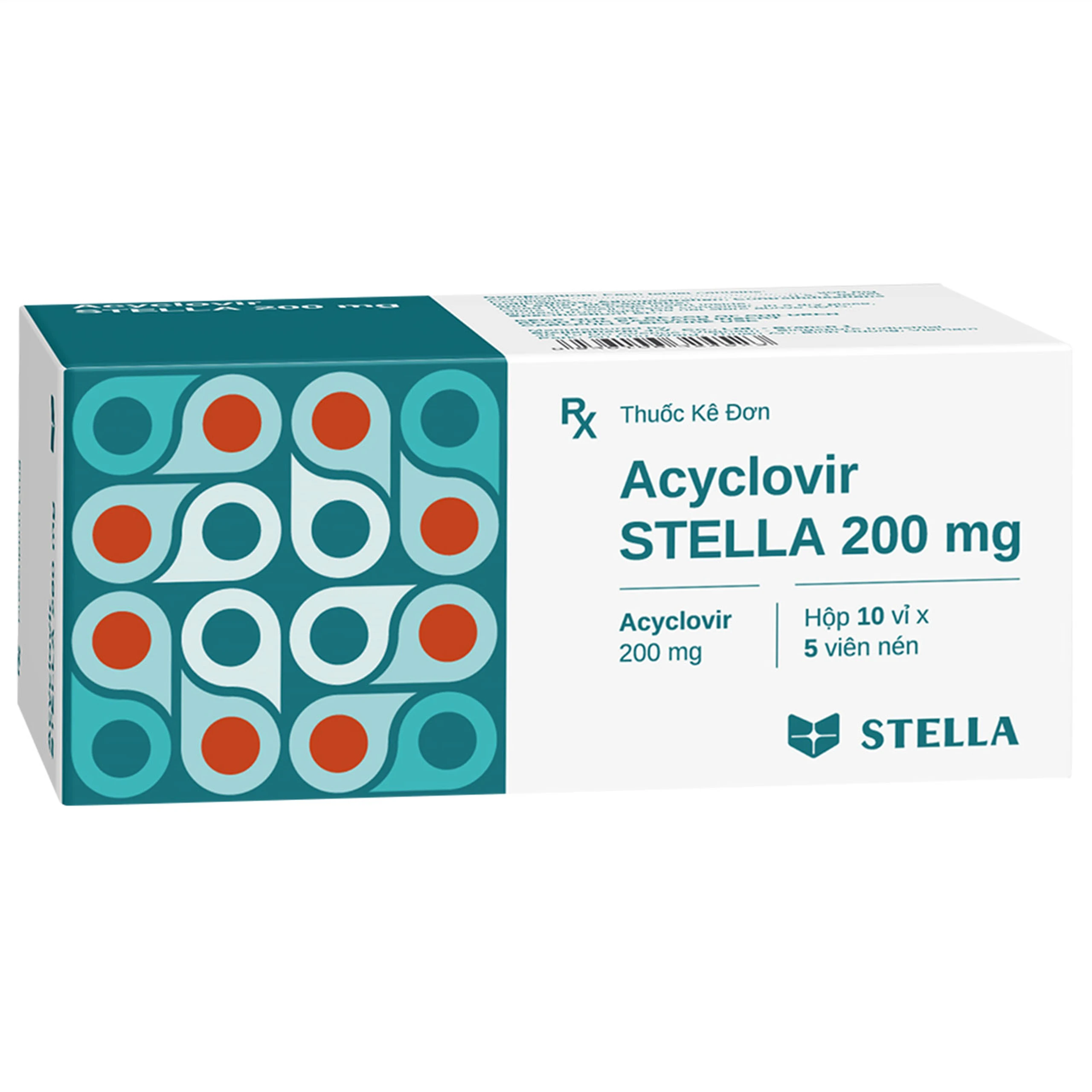 Thuốc Acyclovir 200mg Stella Pharm điều trị nhiễm virus Herpes simplex (10 vỉ x 5 viên)