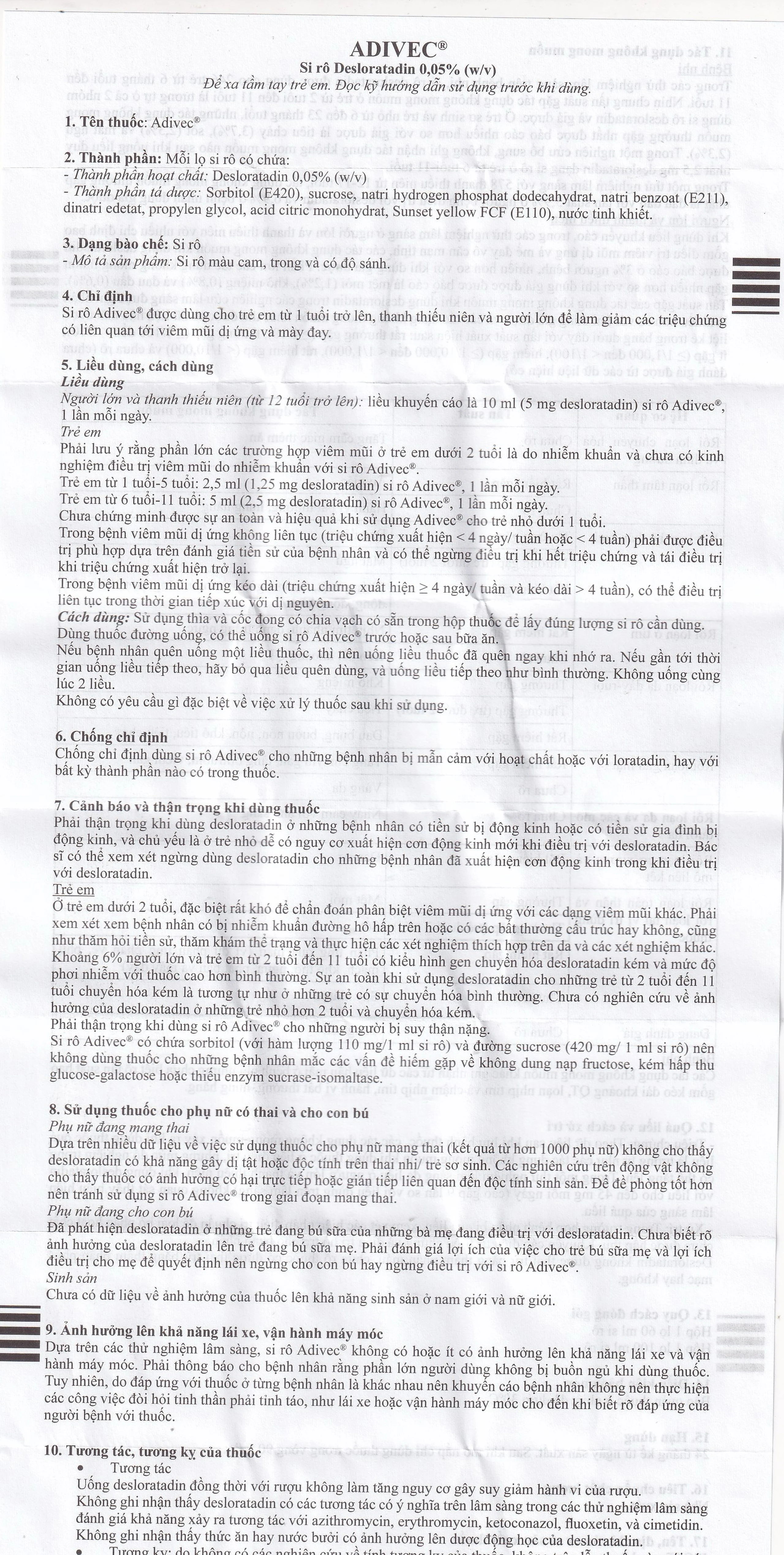 Thuốc Adibec 0.5mg điều trị viêm
mũi dị ứng (60ml)