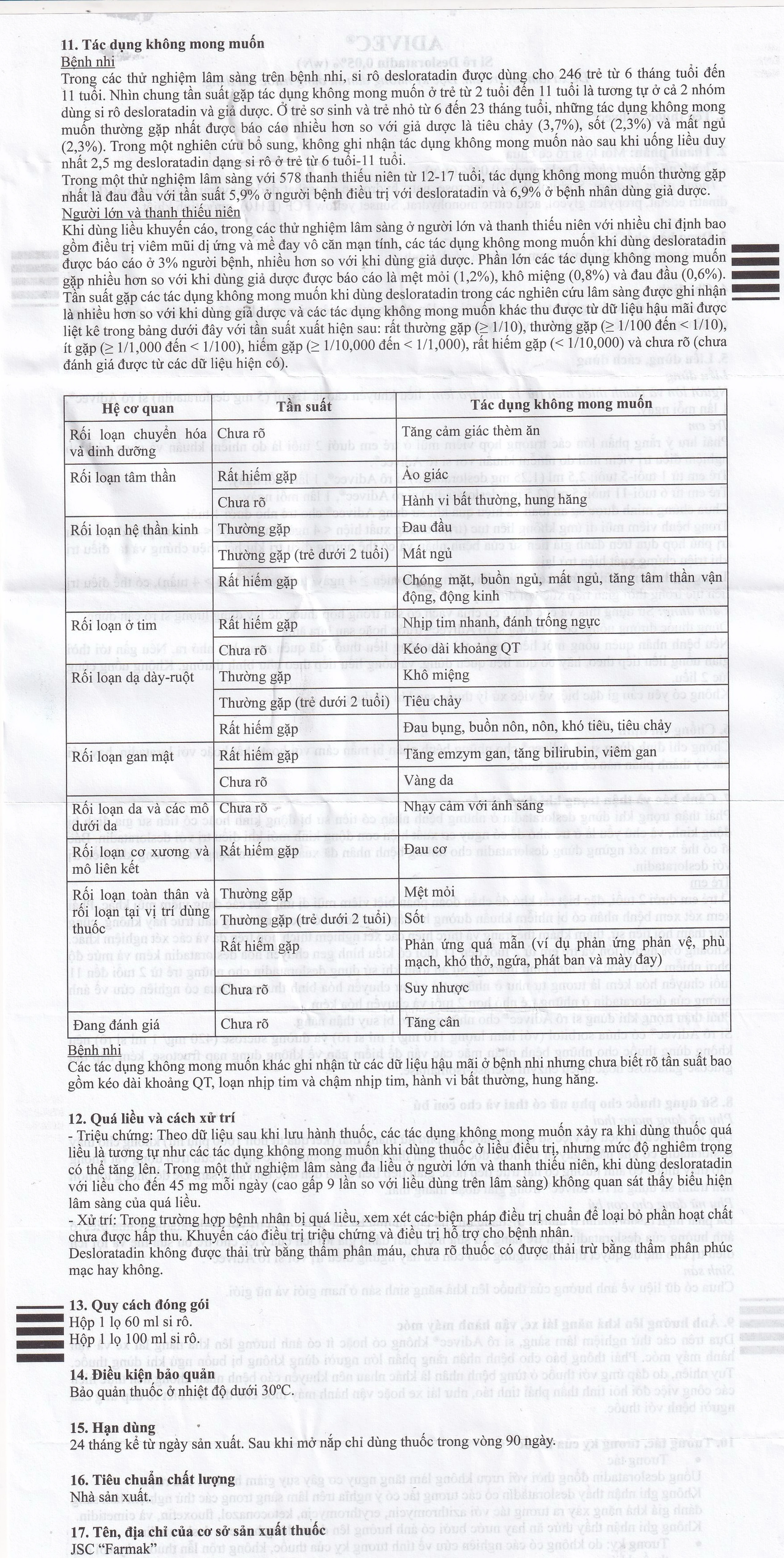 Thuốc Adibec 0.5mg điều trị viêm
mũi dị ứng (60ml)