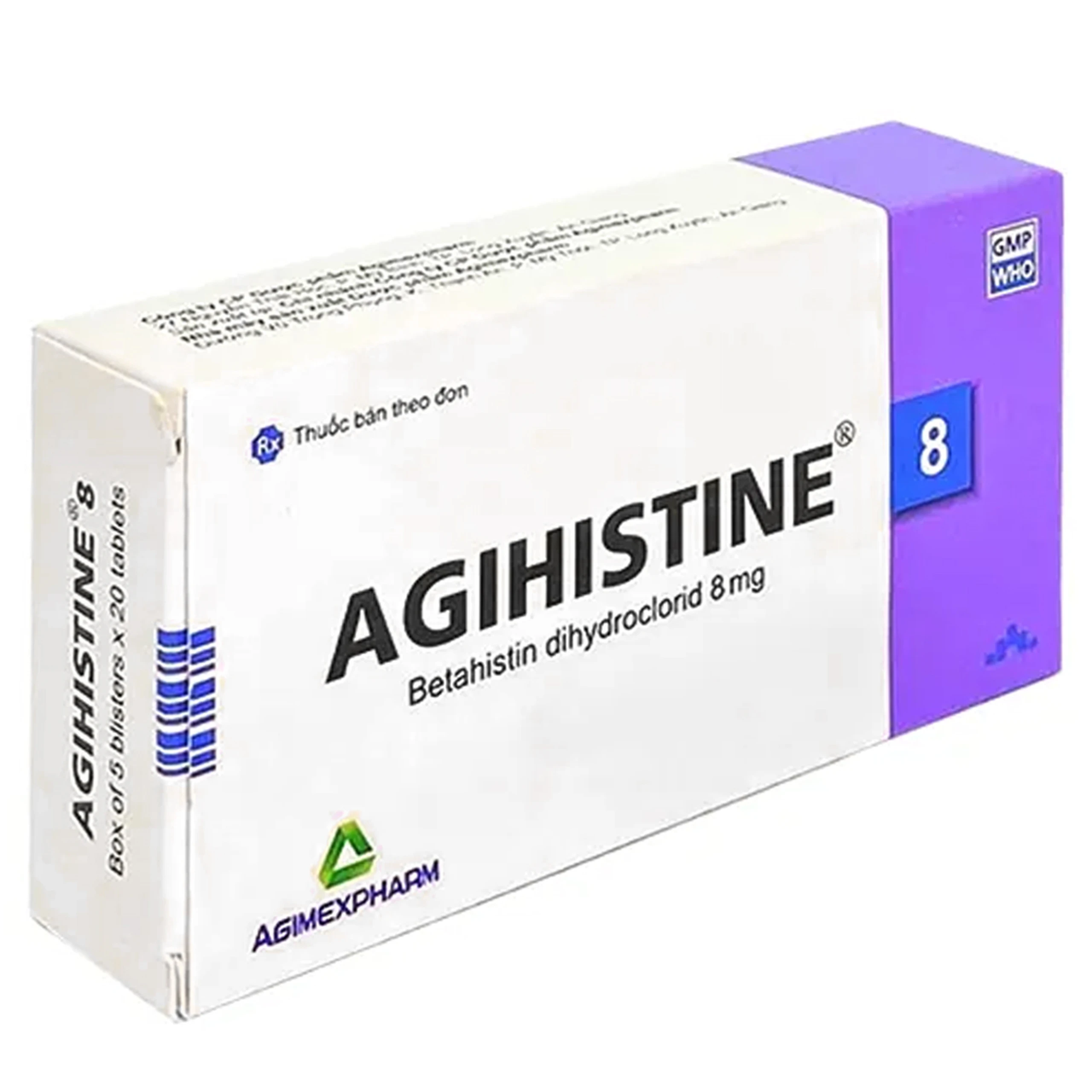 Thuốc Agihistine 8 Agimexpharm điều trị hội chứng Ménière (5 vỉ x 20 viên)