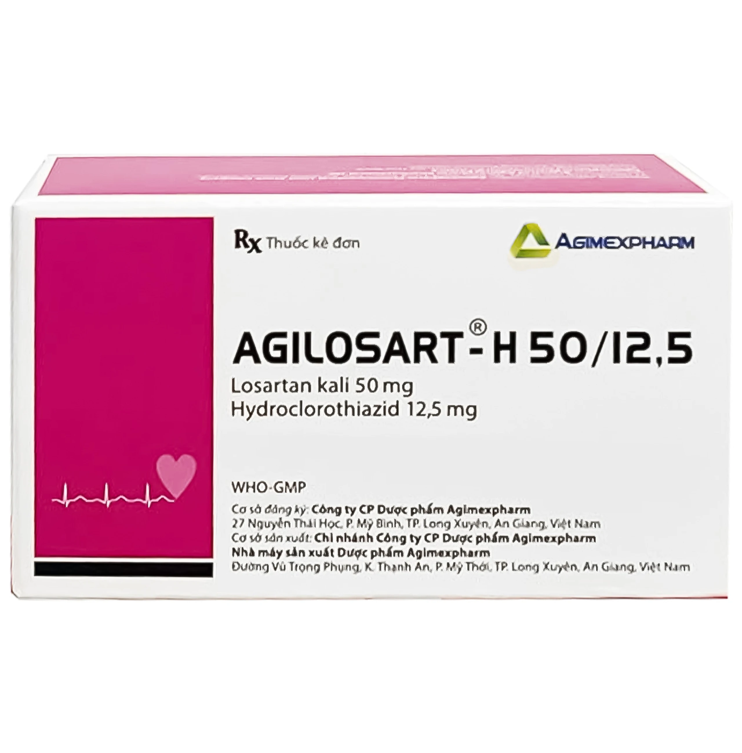 Thuốc Agilosart-H 50/12.5 Agimexpharm điều trị tăng huyết áp ( 6 Vỉ X 10 Viên)