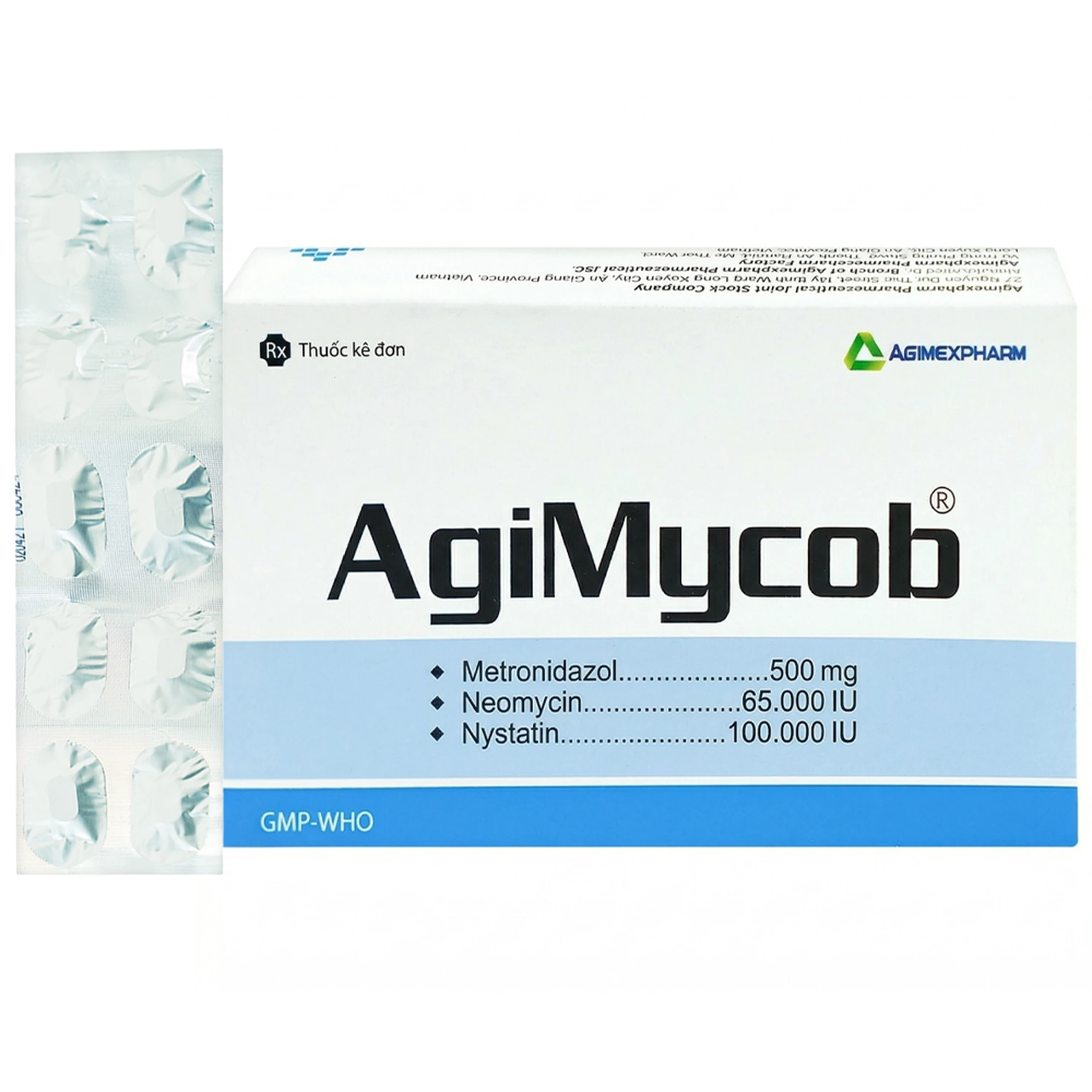 Viên đặt phụ khoa Agimycob Agimexpharm điều trị viêm âm đạo (1 vỉ x 10 viên)