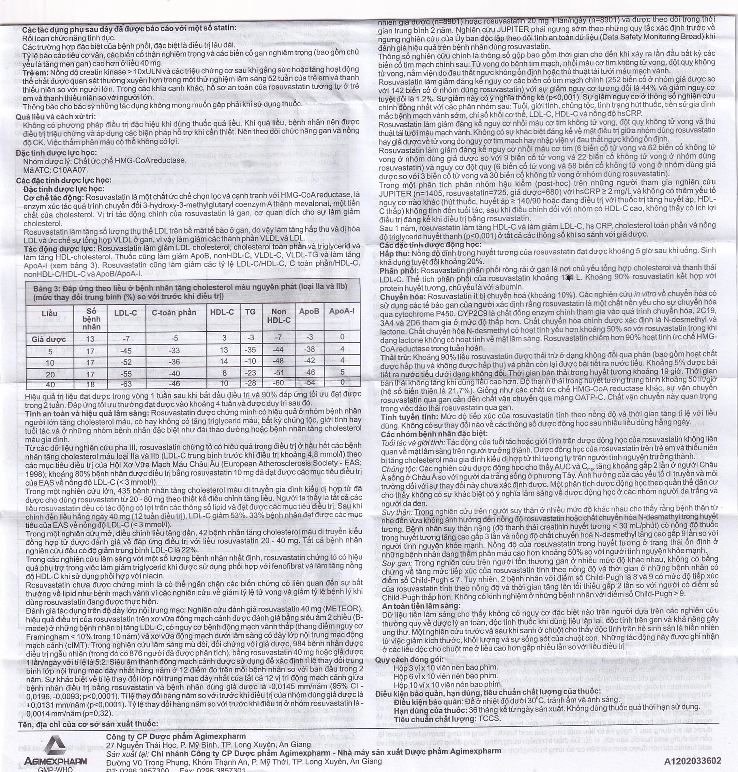 Thuốc Agirovastin 10 Agimexpharm điều trị tăng cholesterol máu (6 vỉ x 10 viên)