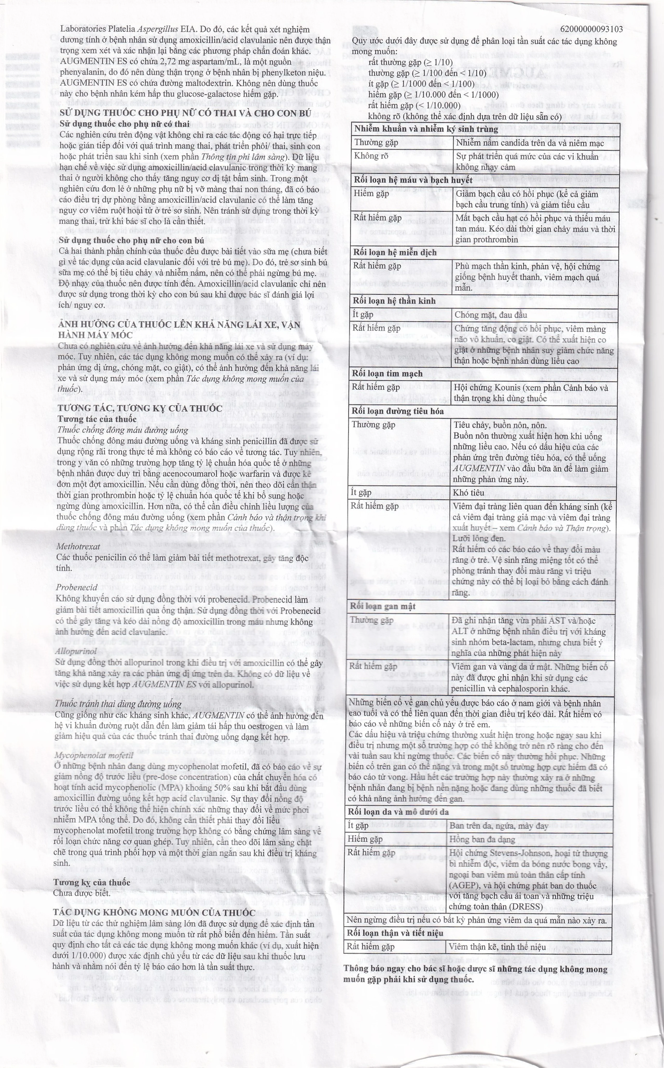 Bột pha hỗn dịch uống Augmentin ES GSK điều trị các nhiễm trùng do vi khuẩn gây ra ở trẻ (100ml)
