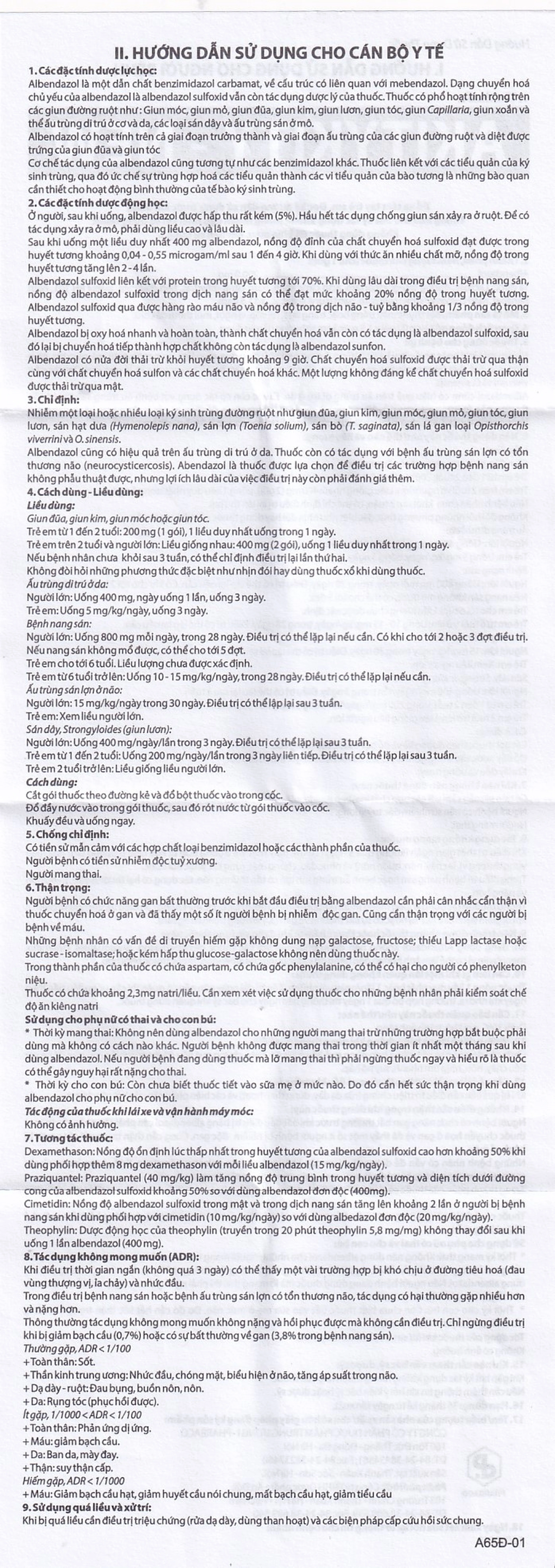 Hỗn dịch uống Akitykity-New 200mg Pharbaco vị ngọt hương cam diệt các loại giun sán, ấu trùng và trứng (2 gói x 1.5g)