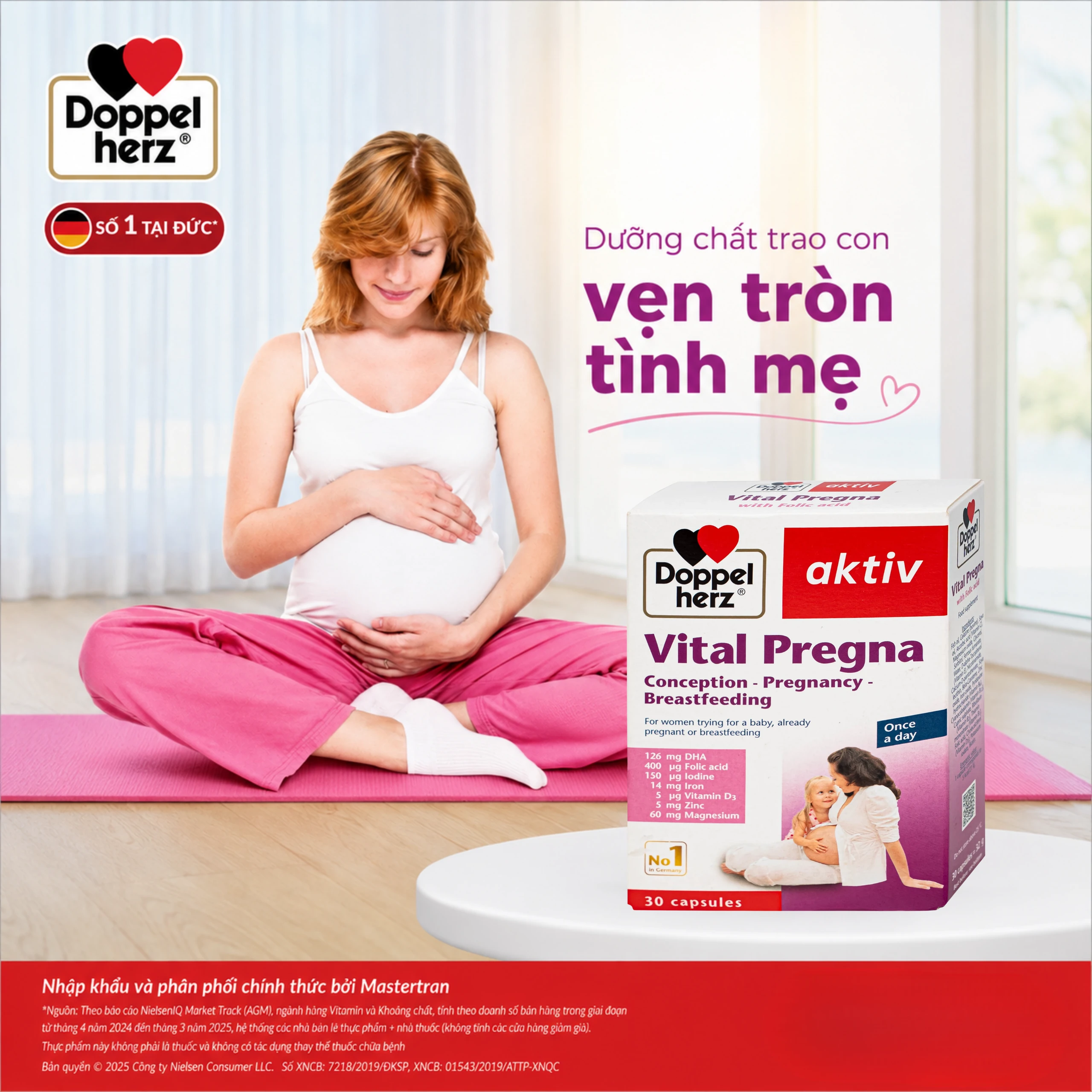 Viên uống bổ sung vitamin và khoáng chất cho phụ nữ mang thai Doppelherz Aktiv Vital Pregna (Hộp 30 viên) 2