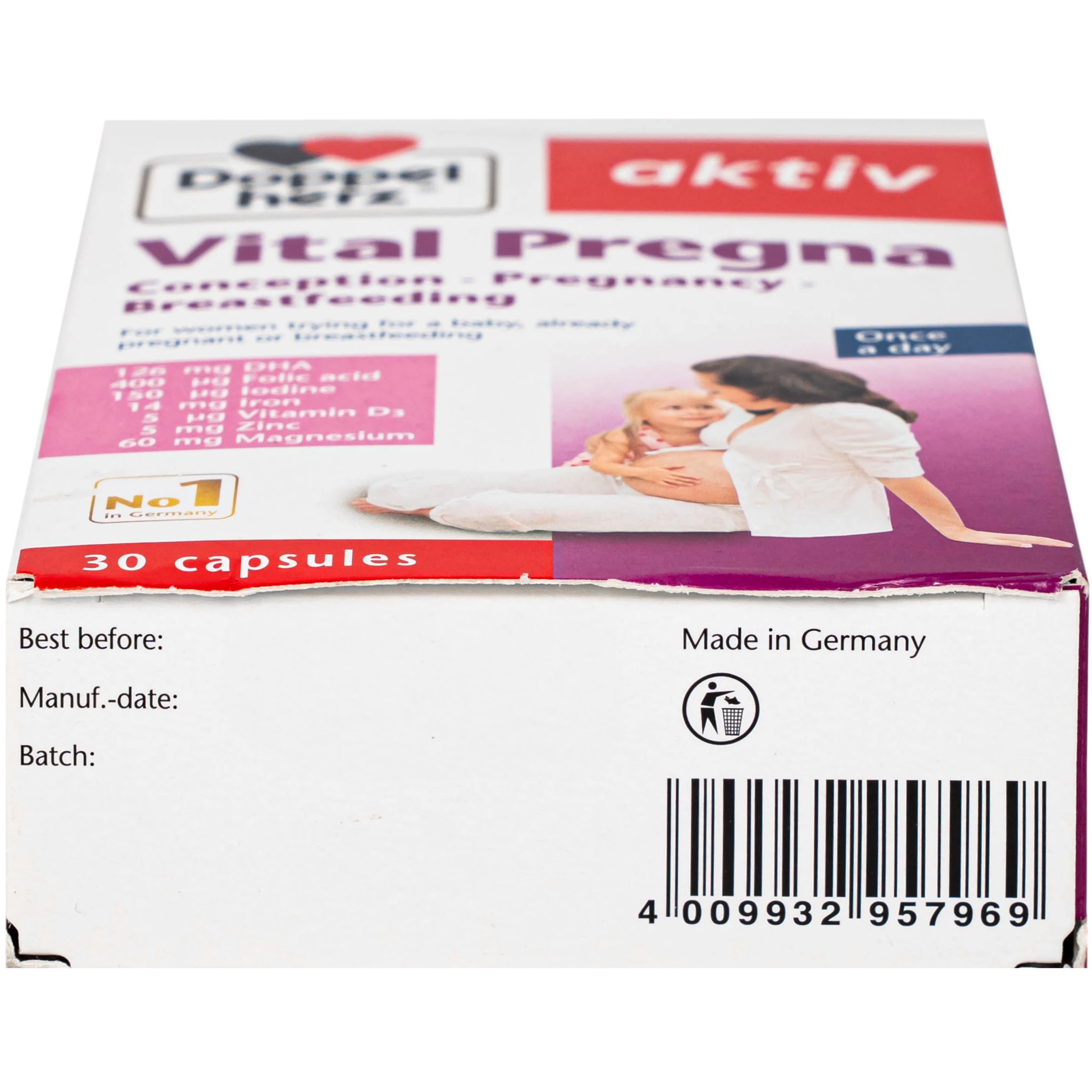 Viên uống bổ sung vitamin và khoáng chất cho phụ nữ mang thai Doppelherz Aktiv Vital Pregna (Hộp 30 viên)