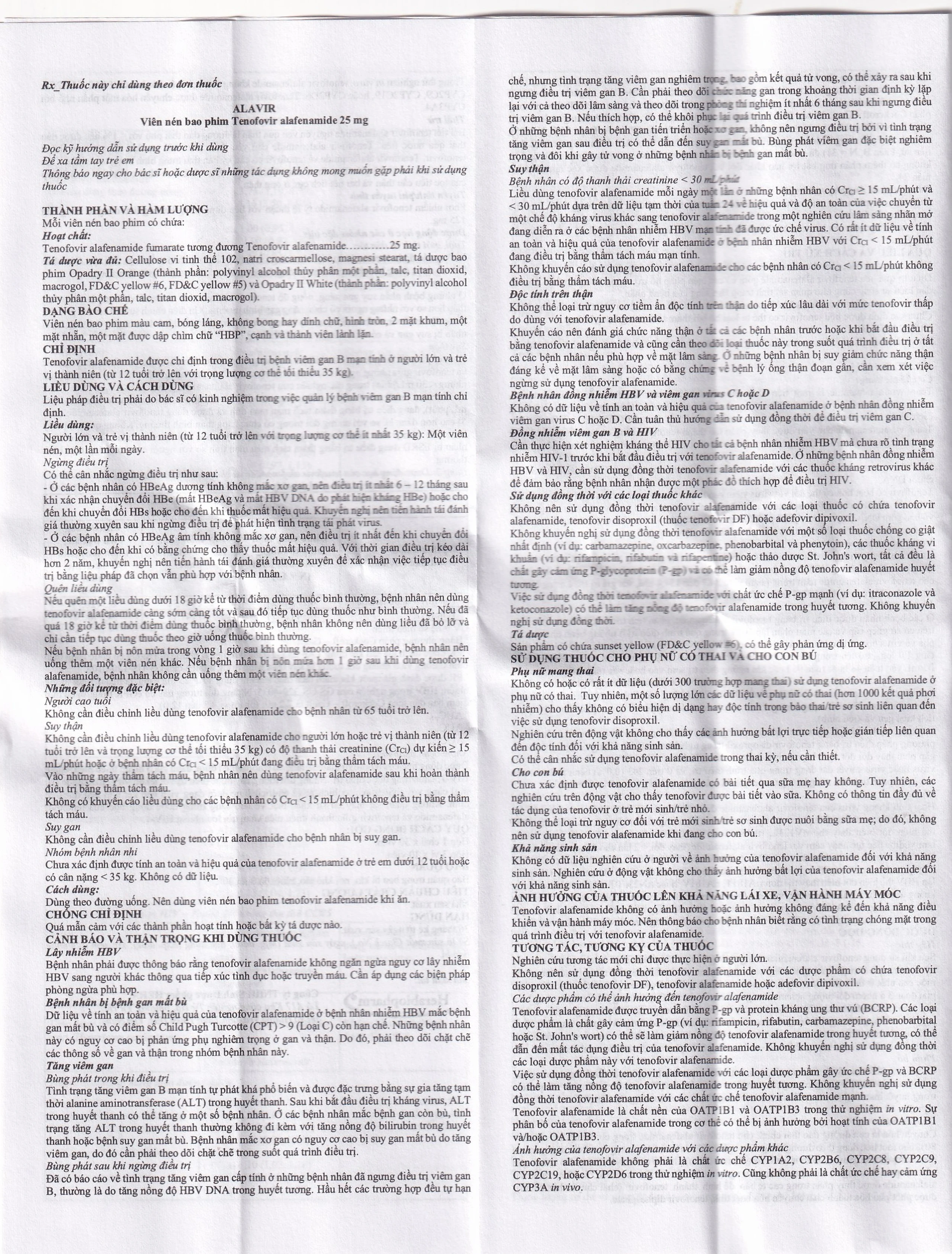 Thuốc Alavir Tenofovir alafenamide (Fumarate) 25mg Herabiopharm điều trị bệnh viêm gan B mạn tính (30 vỉ x 10 viên)