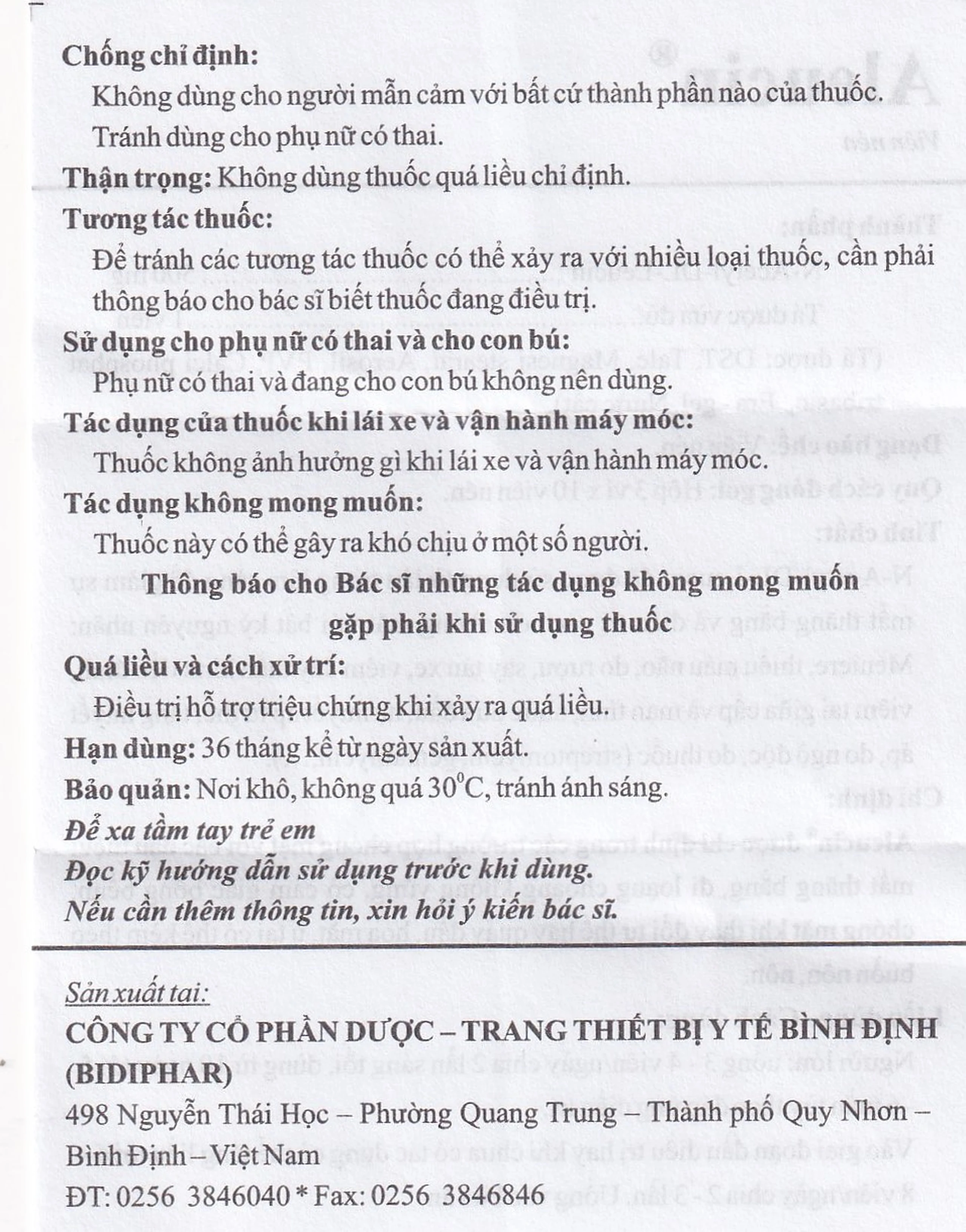 Thuốc Aleucin 500mg Bidiphar điều trị các cơn chóng mặt (3 vỉ x 10 viên)