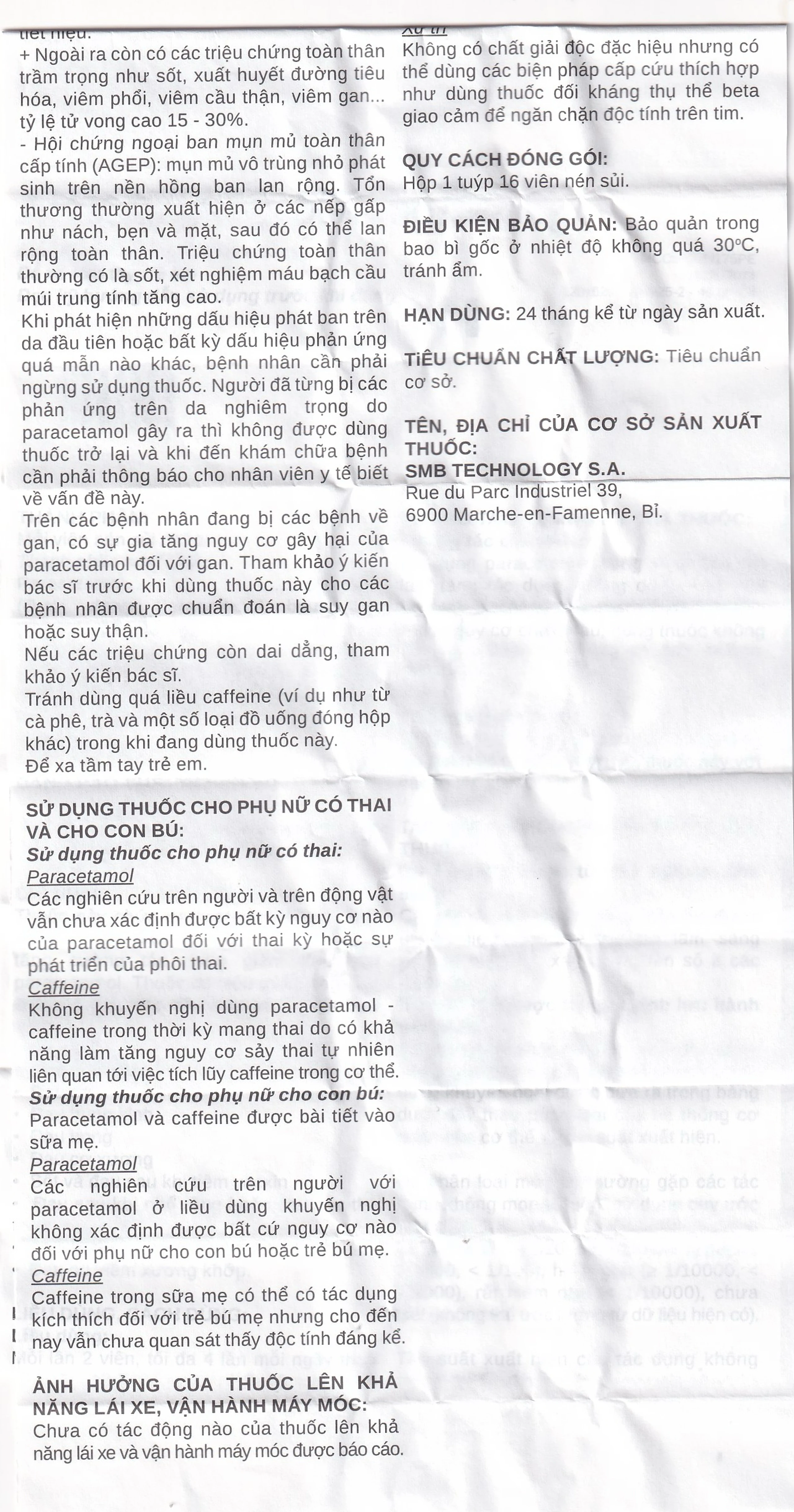 Thuốc Algostase 500mg/50mg SMB điều trị đau nhẹ đến vừa và hạ sốt (16 viên)