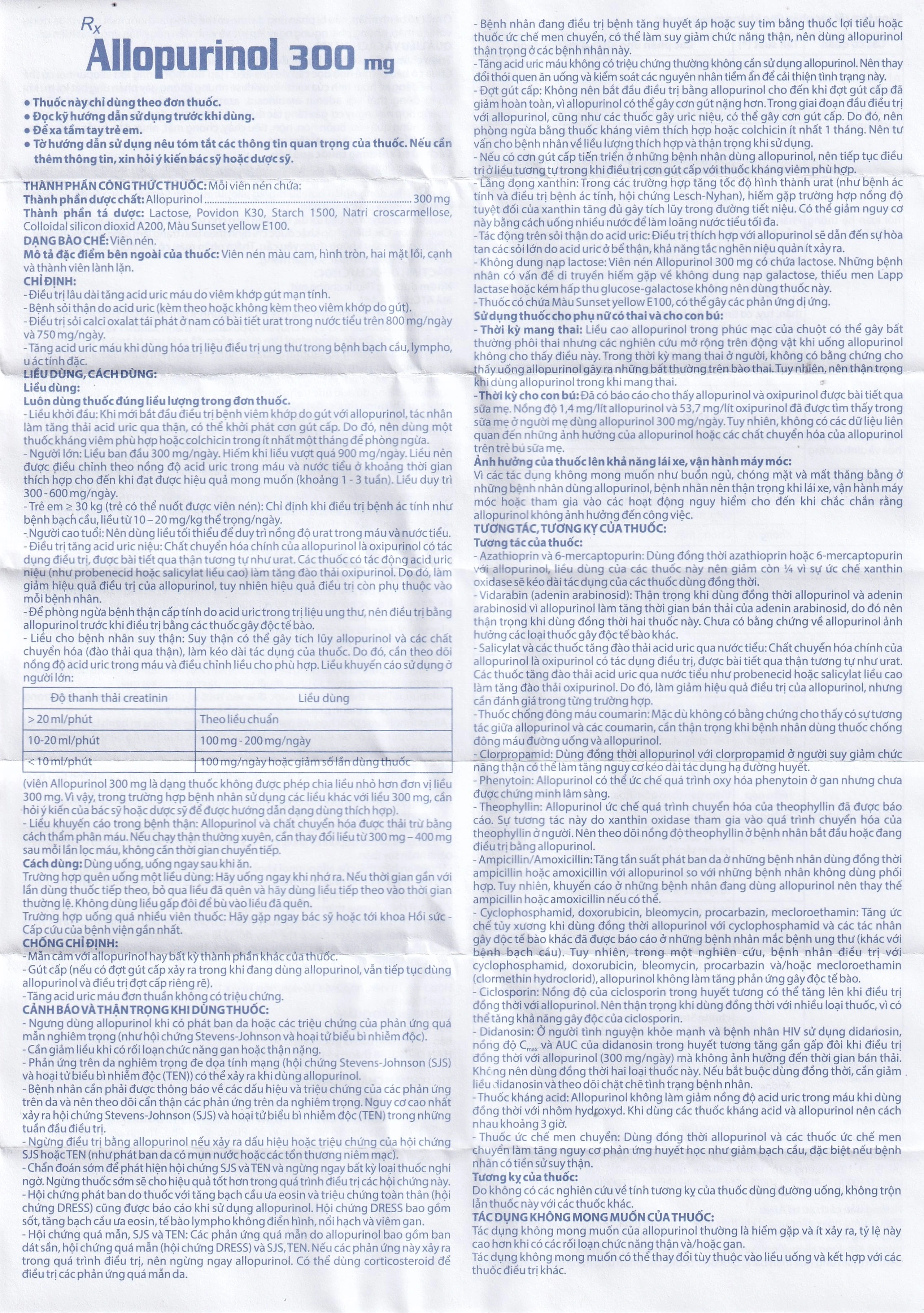 Thuốc Allopurinol 300mg Domesco điều trị tăng acid uric máu, sỏi thận (2 vỉ x 10 viên)