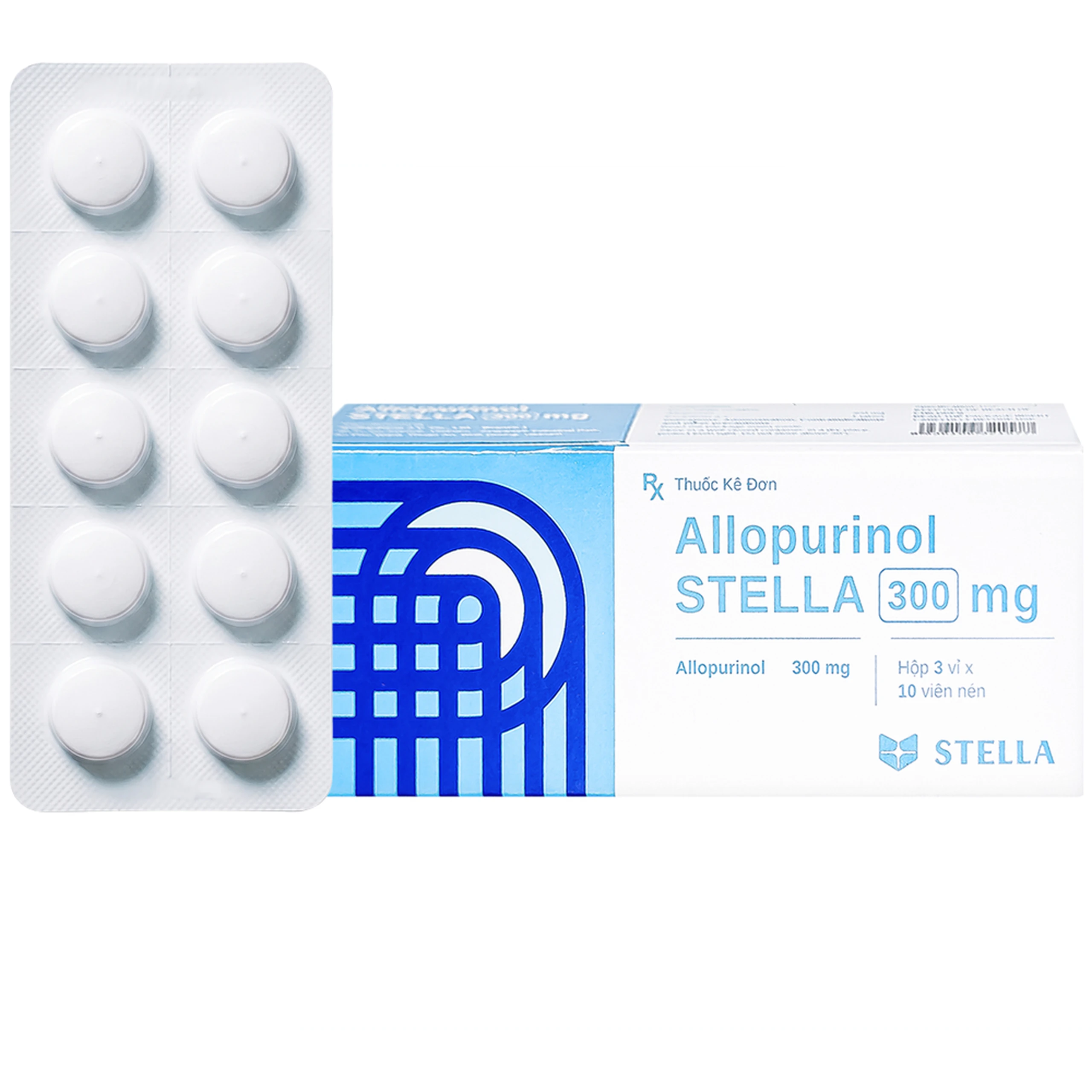 Thuốc Allopurinol Stella 300mg điều trị tăng acid uric máu, sỏi thận (3 vỉ x 10 viên) 1