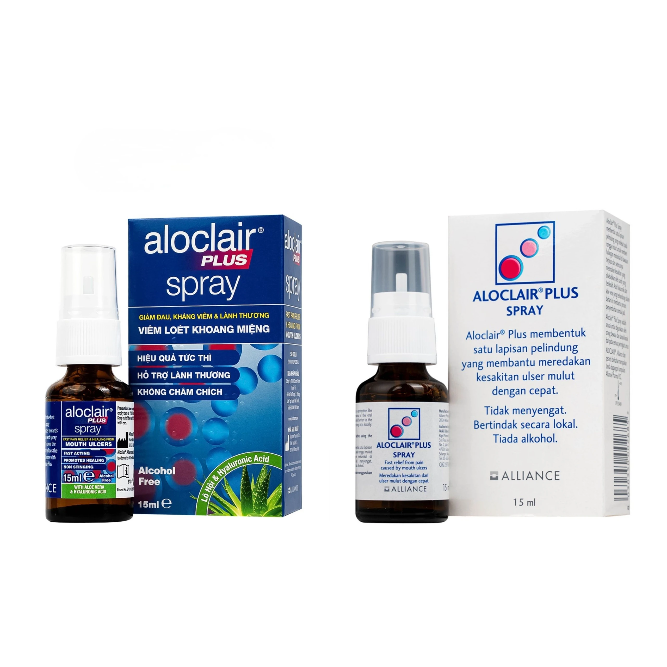 Chai xịt nhiệt miệng, tay chân miệng Aloclair Plus 15ml hỗ trợ điều trị các vết thương trong khoang miệng 2