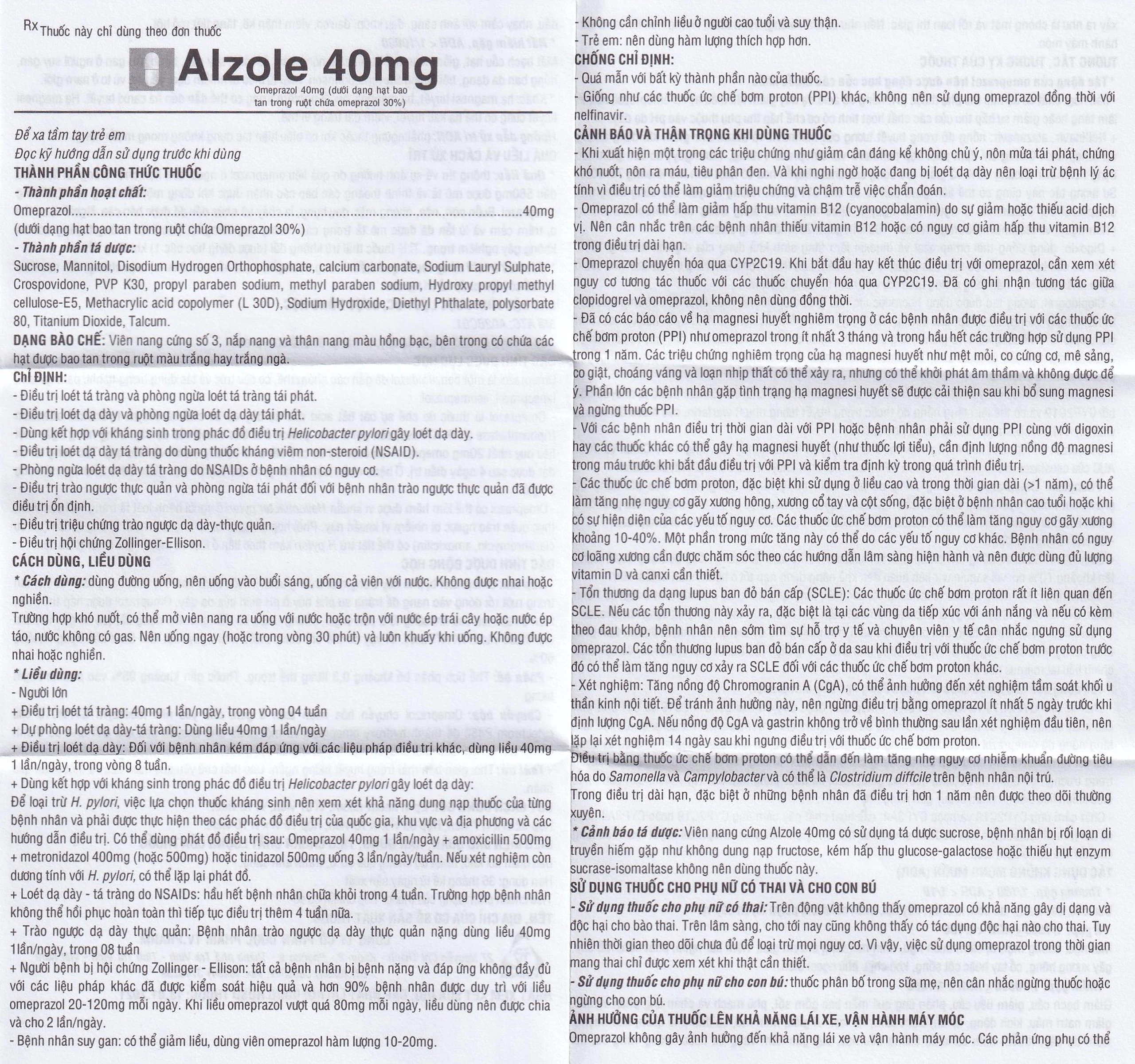 Thuốc Alzole 40mg TV.Pharm điều trị viêm thực quản, viêm loét dạ dày, tá tràng (3 vỉ x 10 viên)