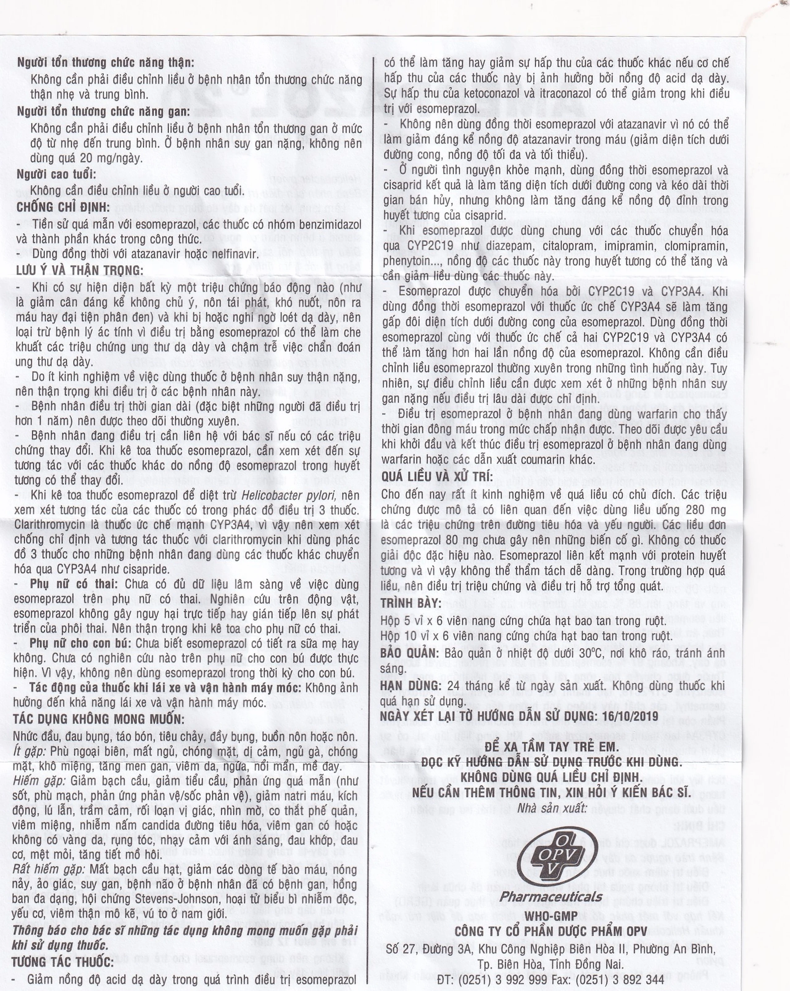 Thuốc AmePrazol 20mg OPV điều trị bệnh trào ngược dạ dày thực quản (5 vỉ x 6 viên)