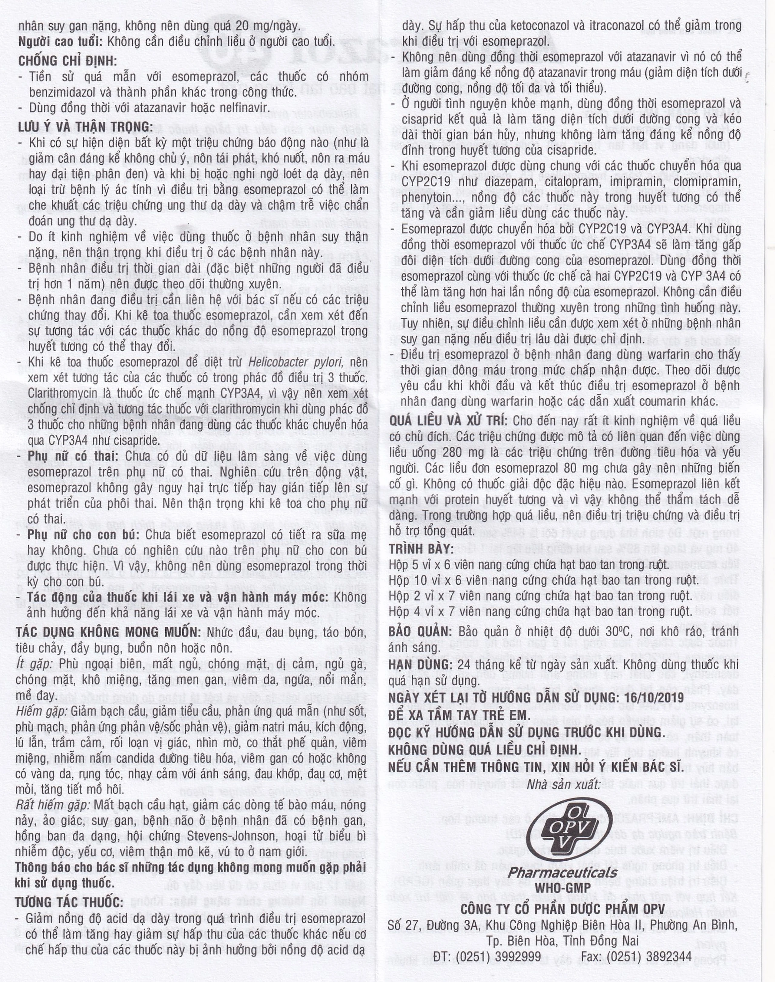 Thuốc AmePrazol 40mg OPV điều trị bệnh trào ngược dạ dày, thực quản (2 vỉ x 7 viên)