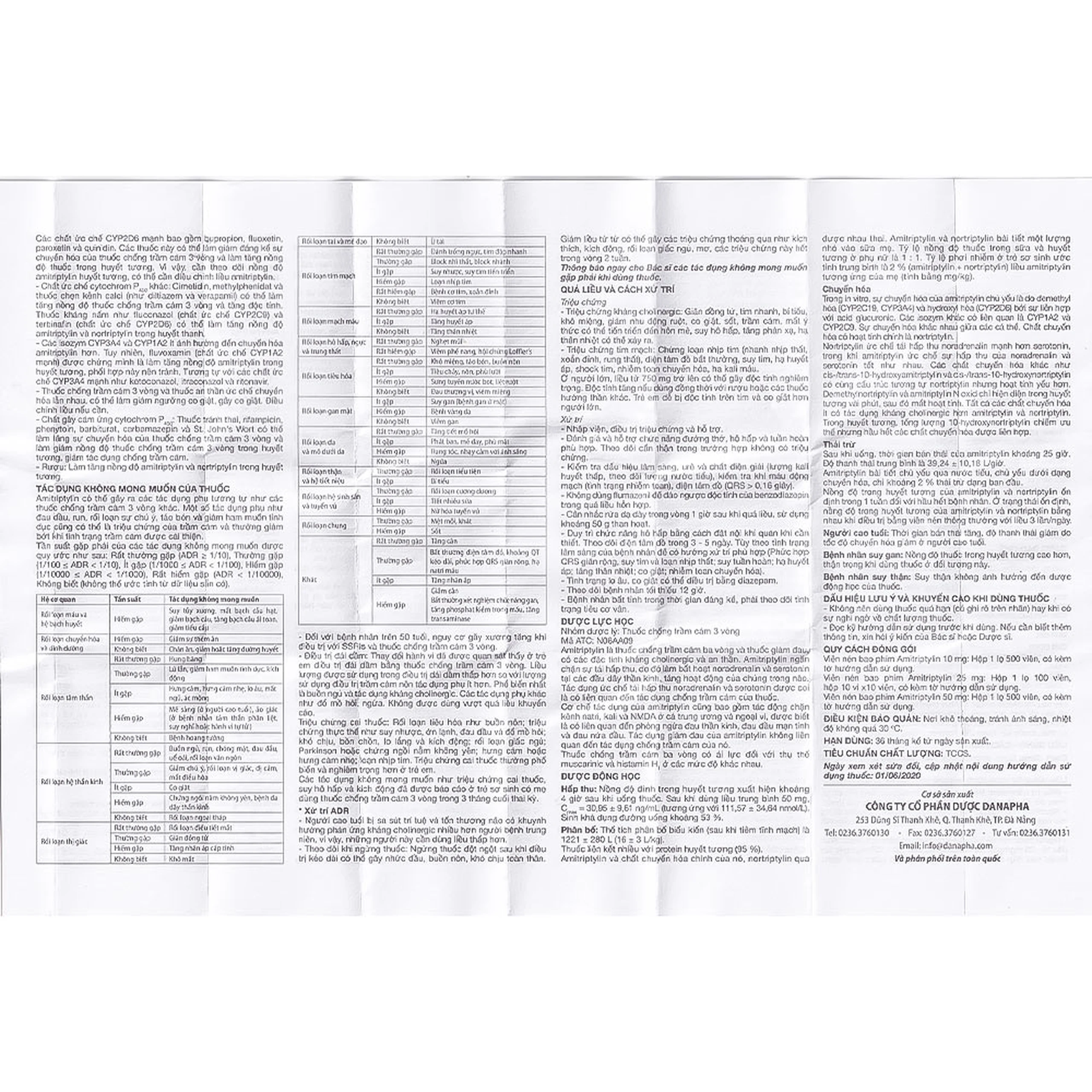 Thuốc Amitriptylin 25mg Danapha điều trị trầm cảm (100 viên)