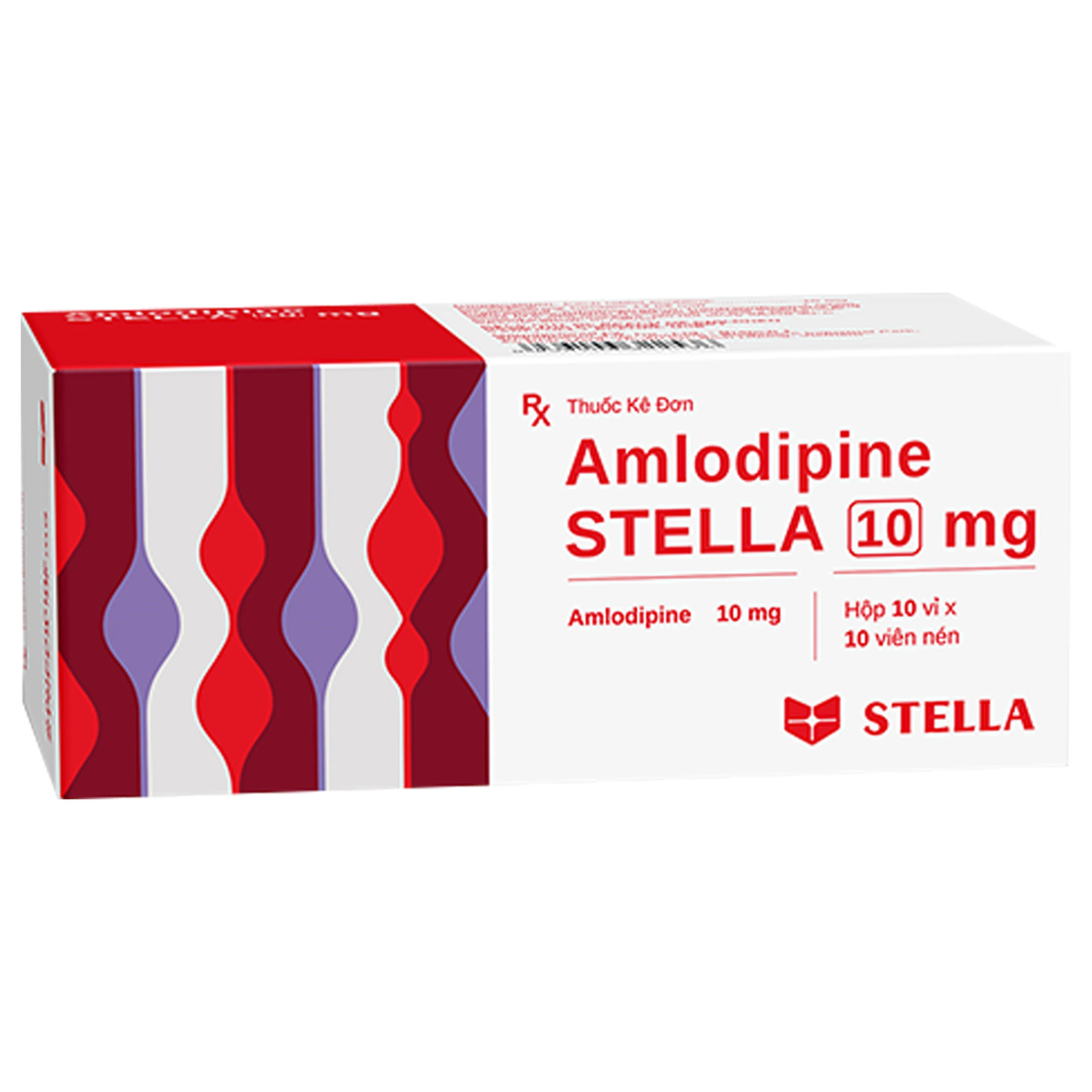 Thuốc Amlodipine Stella 10mg điều trị tăng huyết áp, đau thắt ngực ổn định mạn tính (10 vỉ x 10 viên)