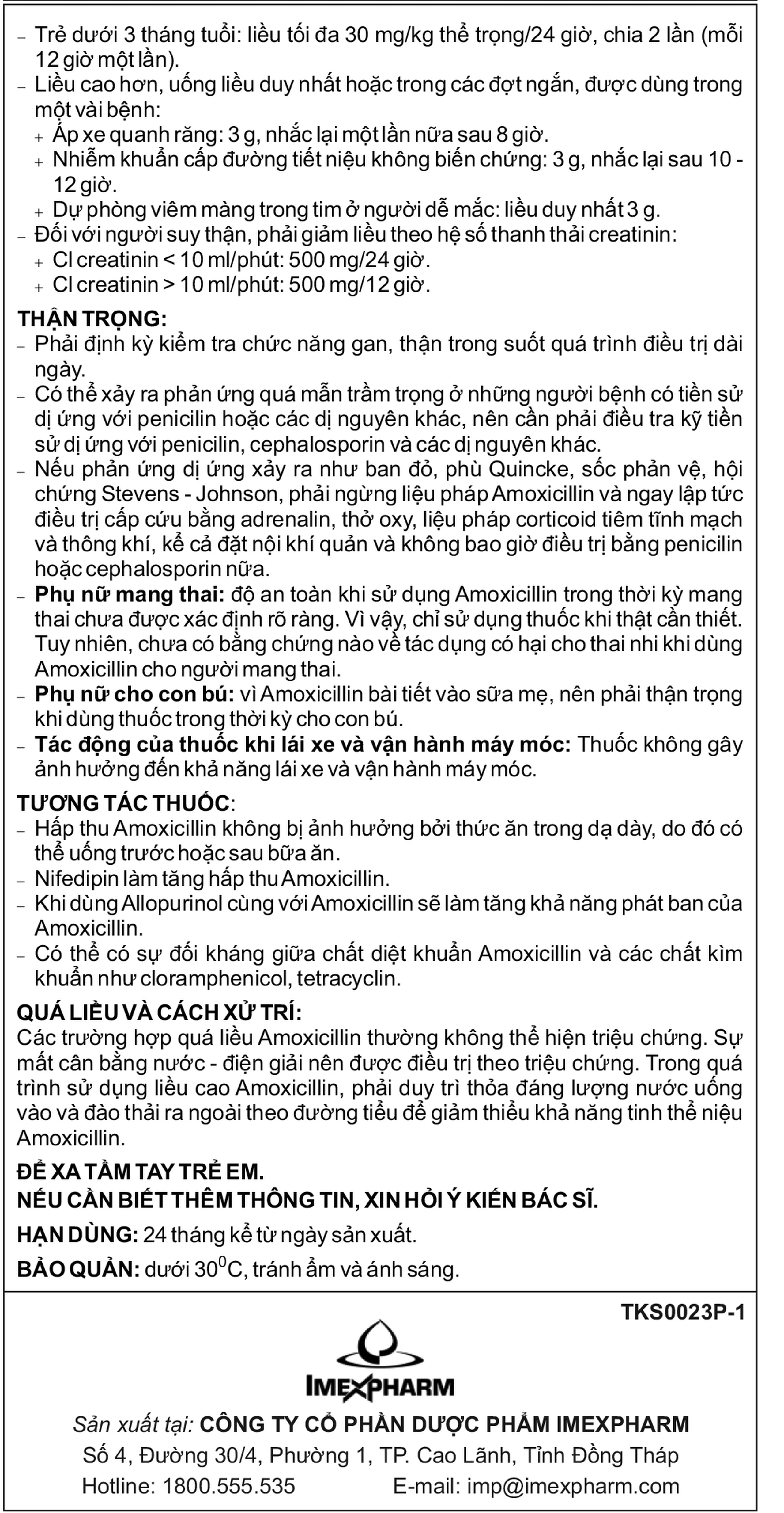 Hỗn dịch uống Amoxicillin 250mg Imexpharm điều trị nhiễm khuẩn đường hô hấp, đường mật, đường tiêu hóa (12 gói)