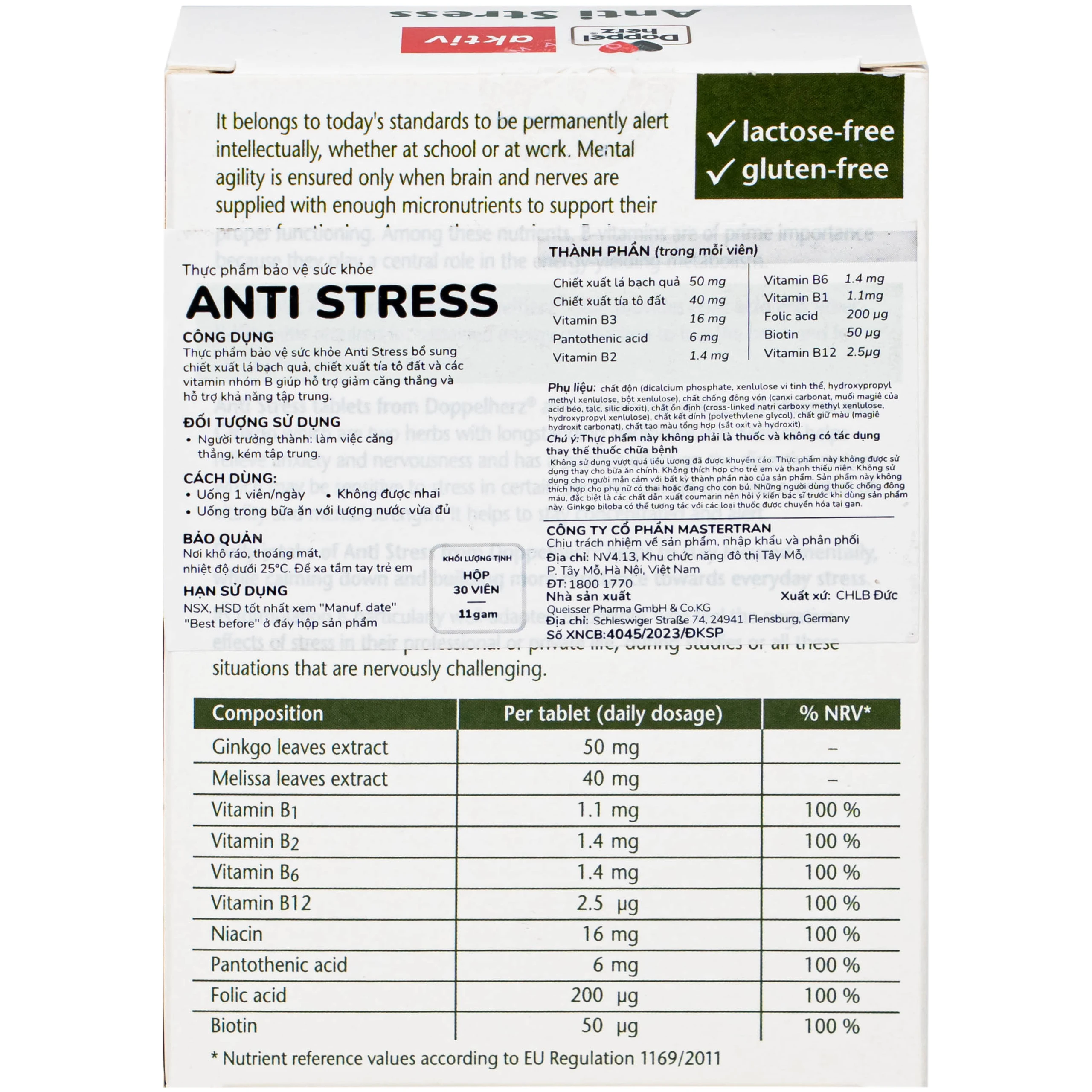 Viên uống hỗ trợ giảm căng thẳng Anti Stress Doppelherz (2 vỉ x 15 viên)