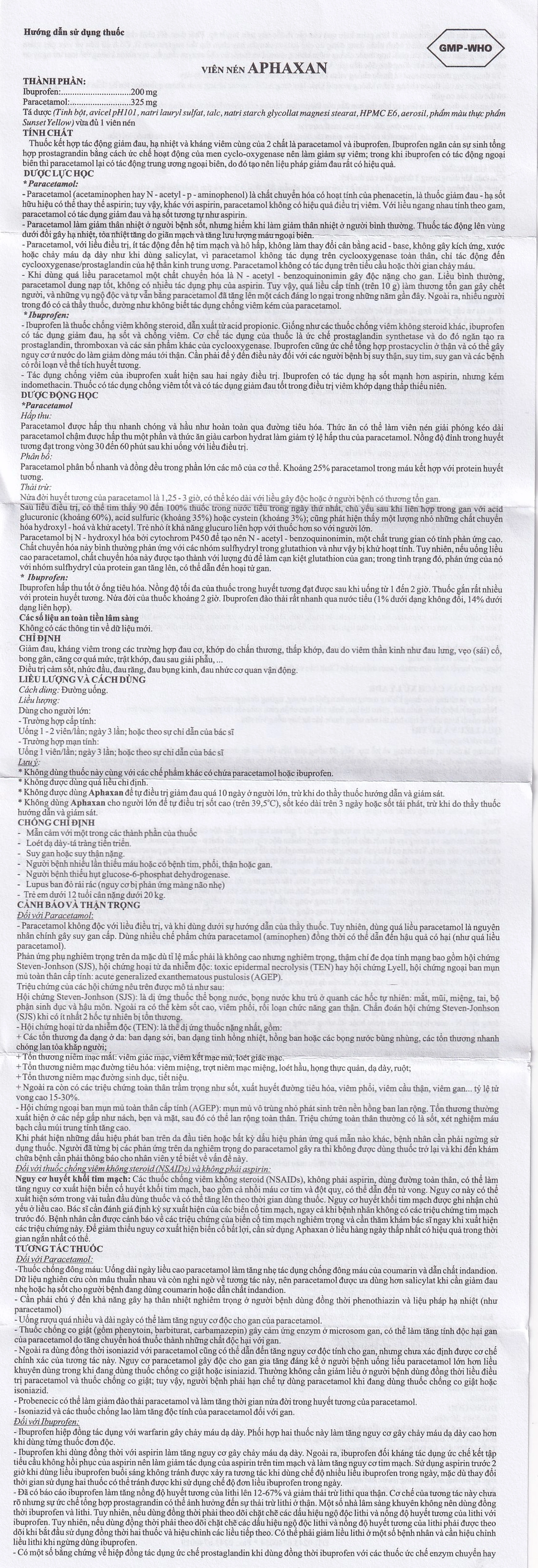 Thuốc Aphaxan Armephaco giảm đau, chống viêm (5 vỉ x 20 viên)