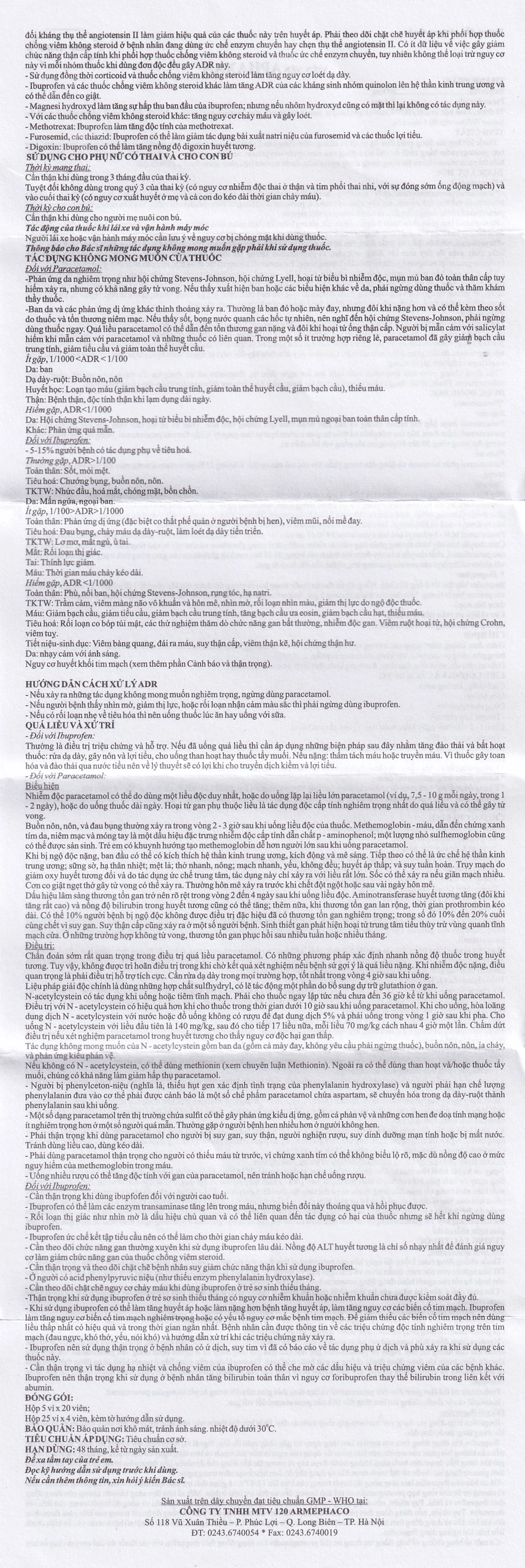 Thuốc Aphaxan Armephaco giảm đau, chống viêm (5 vỉ x 20 viên)