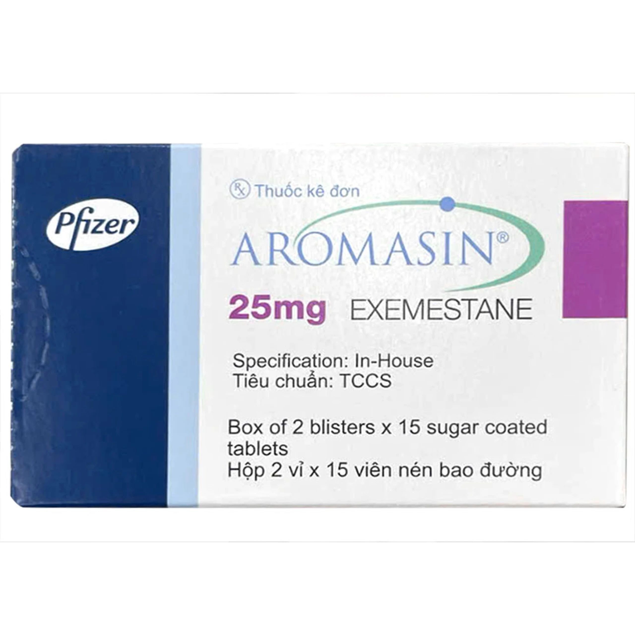 Thuốc Aromasin 25mg Pfizer hỗ trợ điều trị ung thư ở phụ nữ sau mãn kinh (2 vỉ x 15 viên)