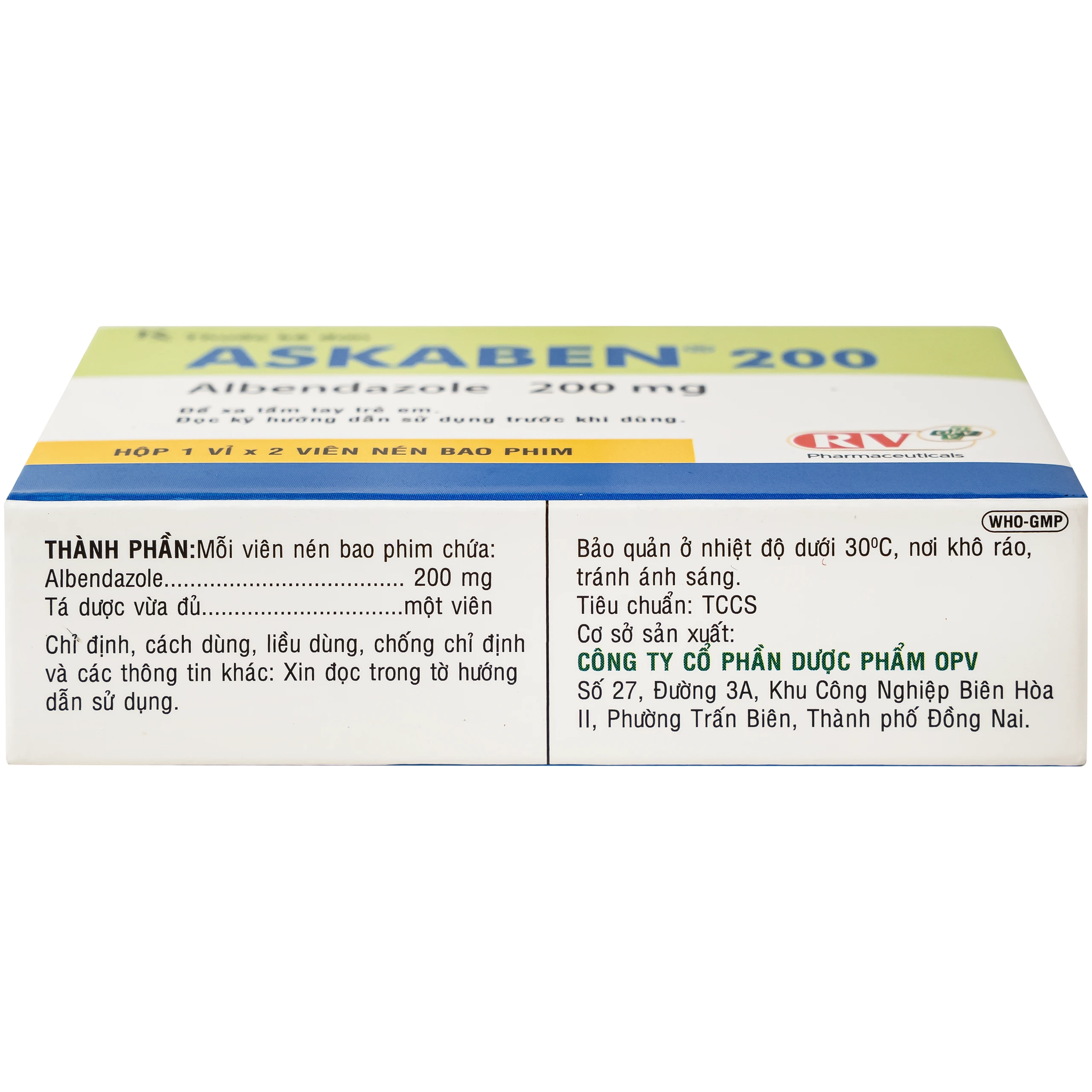 Thuốc Askaben 200mg OPV điều trị nhiễm ấu trùng sán lợn có tổn thương não (1 vỉ x 2 viên) 3