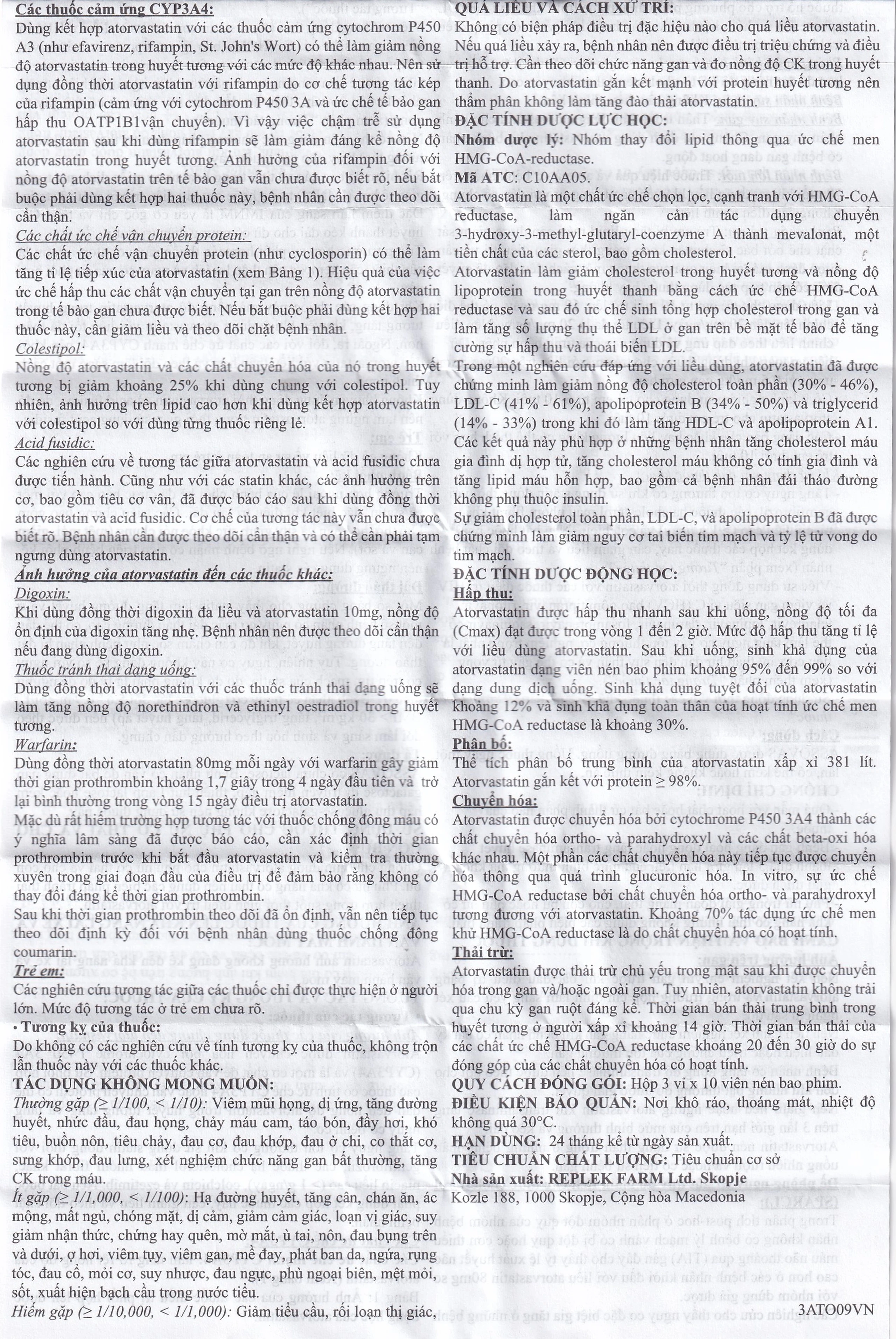 Thuốc Assovas 10mg Assopharma điều trị tăng cholesterol máu nguyên phát (3 vỉ x 10 viên)