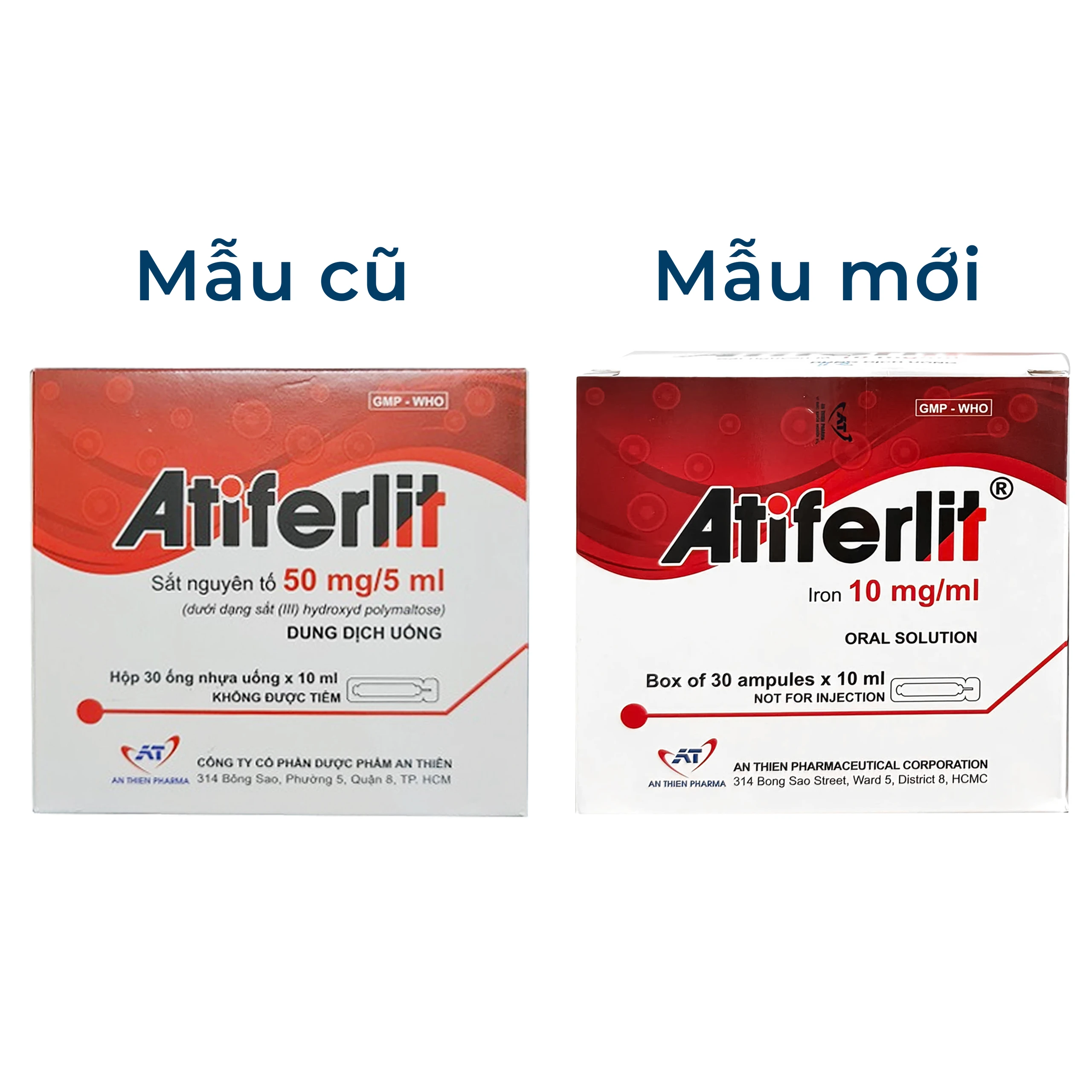 Dung dịch uống Atiferlit 50mg/5ml An Thiên bổ sung sắt, điều trị thiếu máu do thiếu sắt (30 ống x 10ml) 2