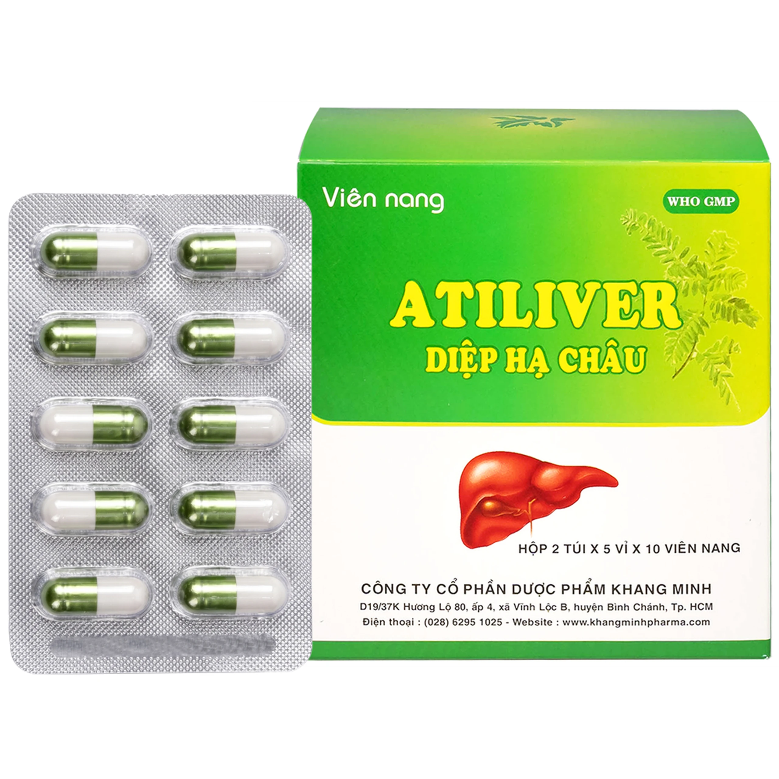 Thuốc Atiliver Diệp Hạ Châu Khang Minh hỗ trợ điều trị viêm gan, tăng men gan (10 vỉ x 10 viên) 1