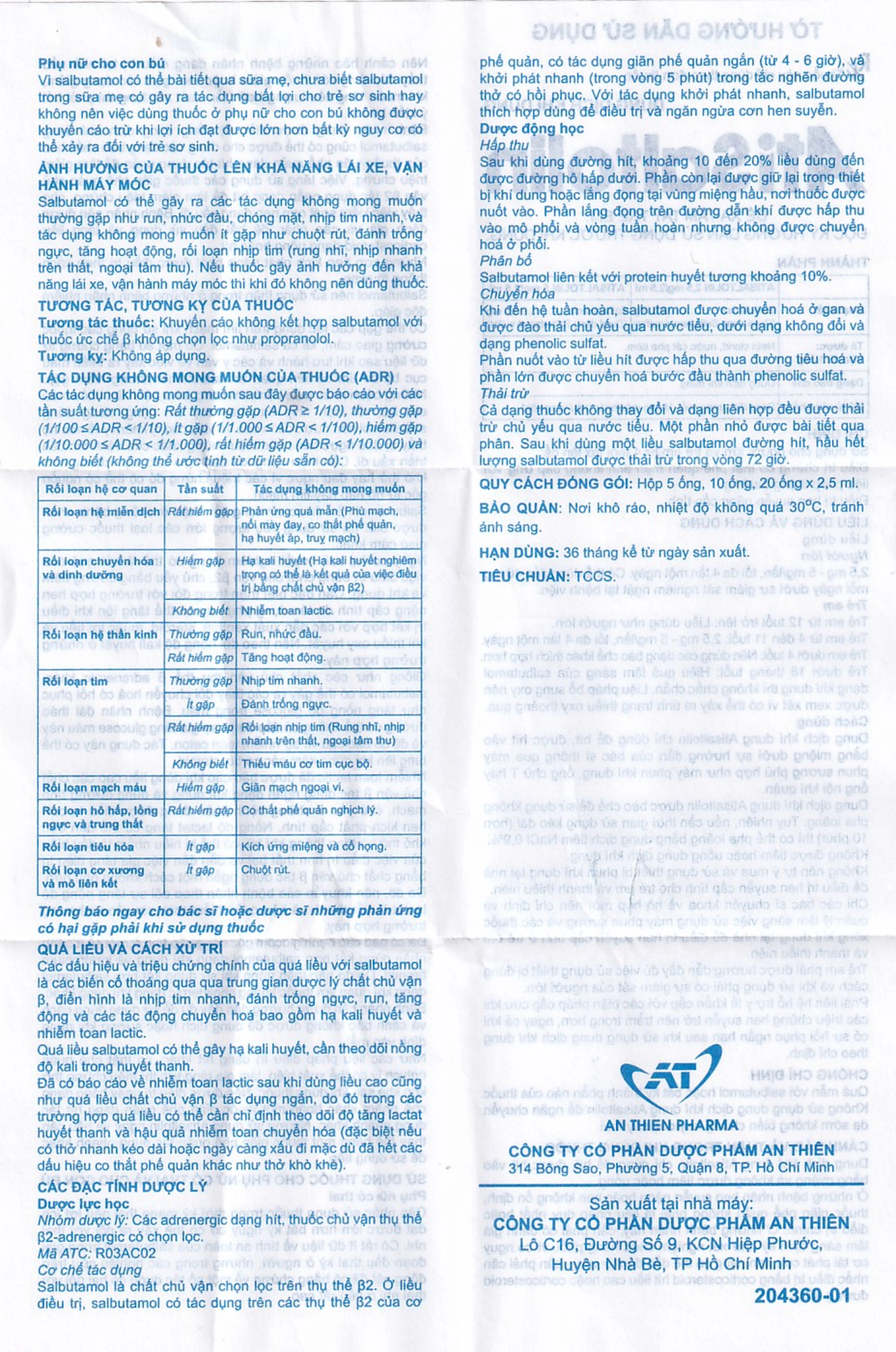 Dung dịch khí dung AtiSaltolin 2,5mg/2,5ml An Thiên điều trị chứng co thắt phế quản (5 ống)