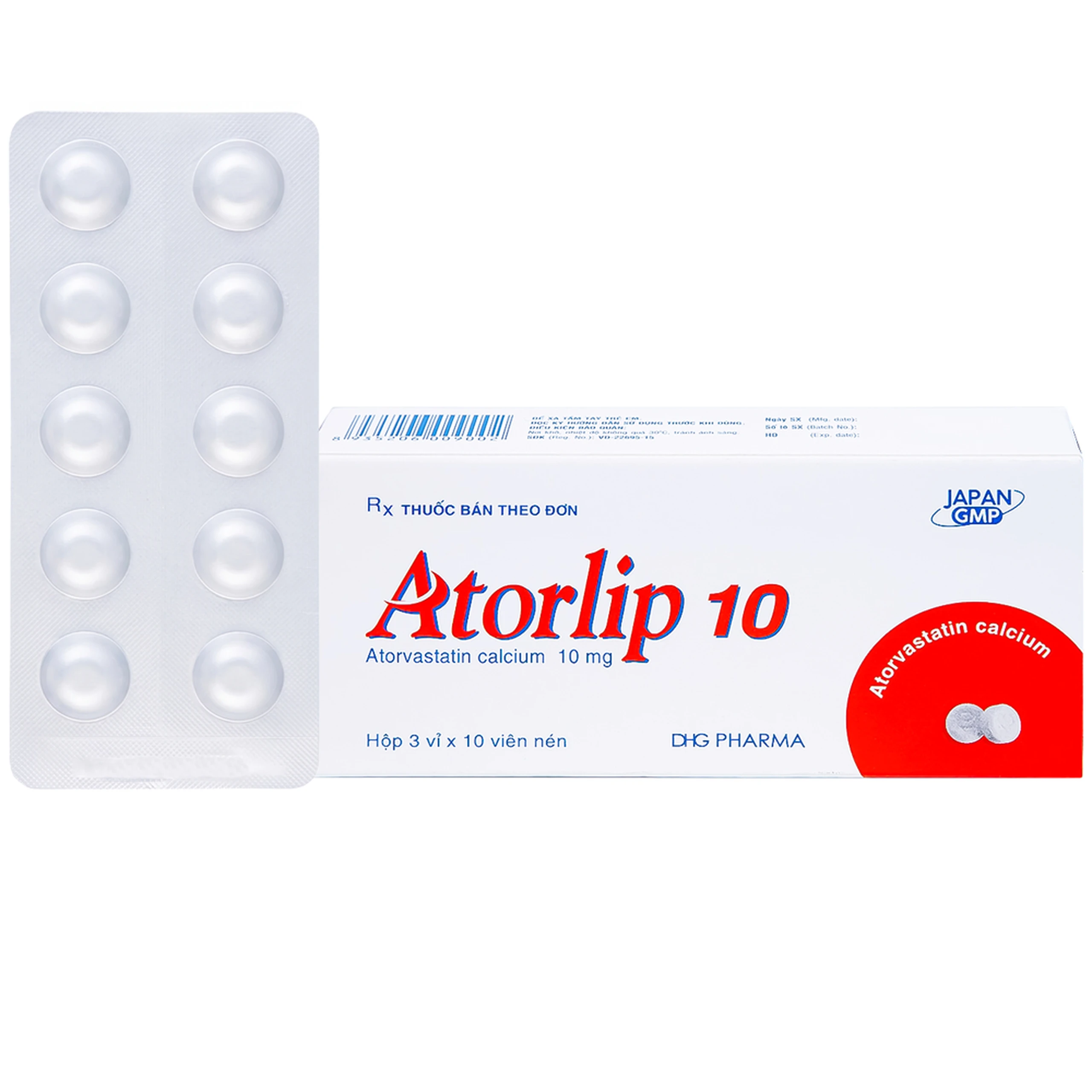 Thuốc Atorlip 10mg DHG điều trị tăng cholesterol toàn phần, tăng LDL-cholesterol (3 vỉ x 10 viên) 1