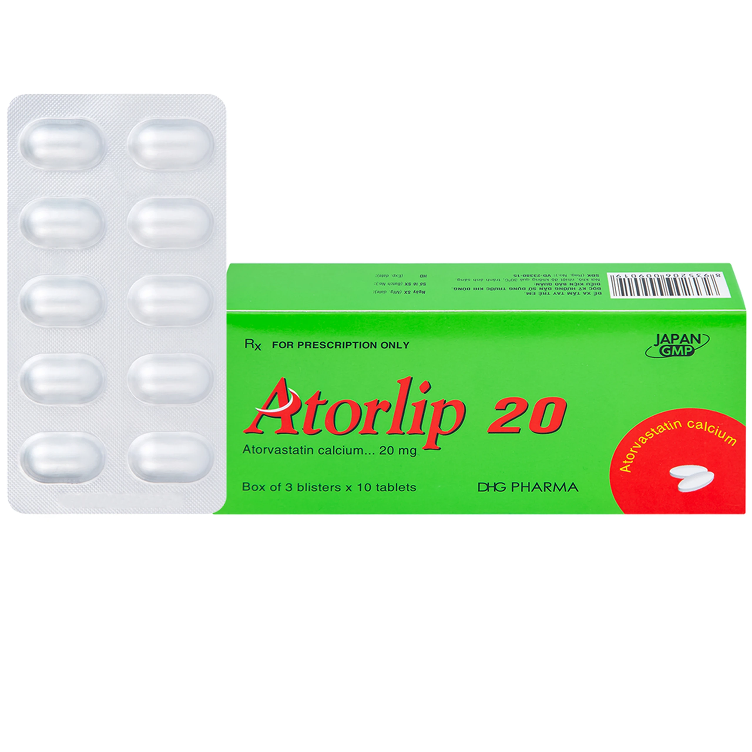 Thuốc Atorlip 20mg DHG điều trị tăng cholesterol toàn phần và LDL-cholesterol (3 vỉ x 10 viên) 1