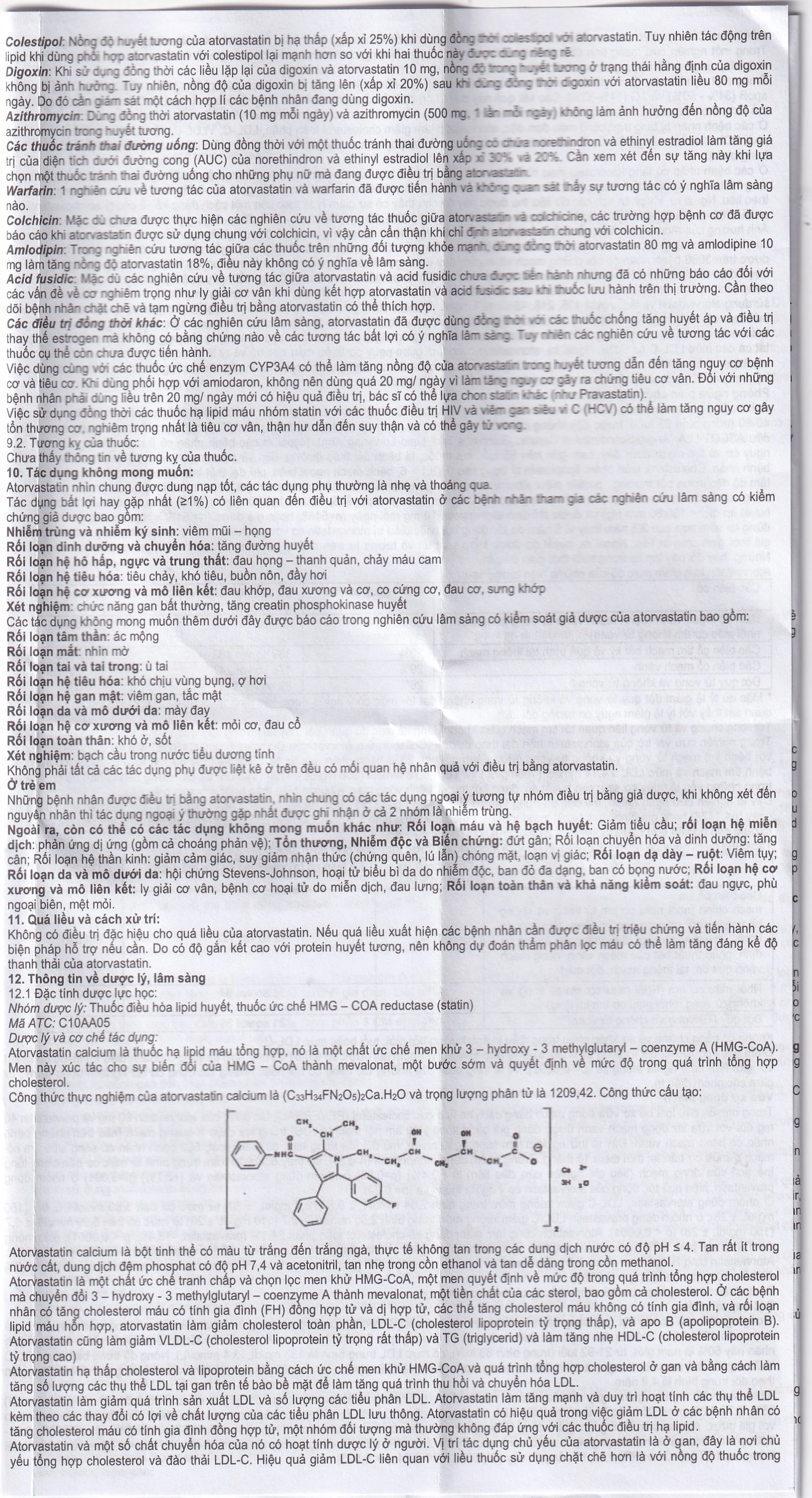 Thuốc Atorlog 20mg Bidiphar điều trị tăng cholesterol toàn phần và LDL-cholesterol (3 vỉ x 10 viên)
