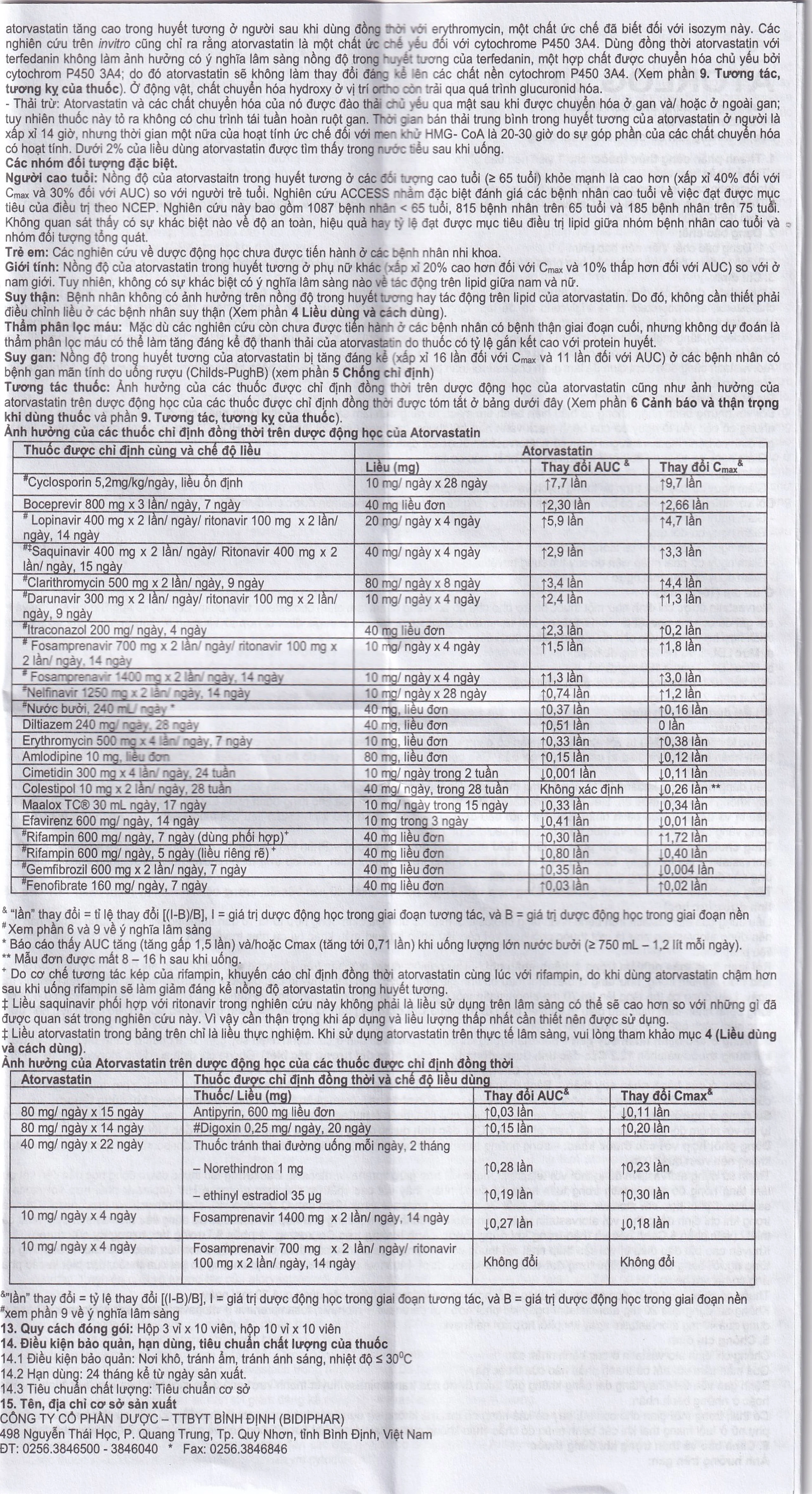 Thuốc Atorlog 20mg Bidiphar điều trị tăng cholesterol toàn phần và LDL-cholesterol (3 vỉ x 10 viên)