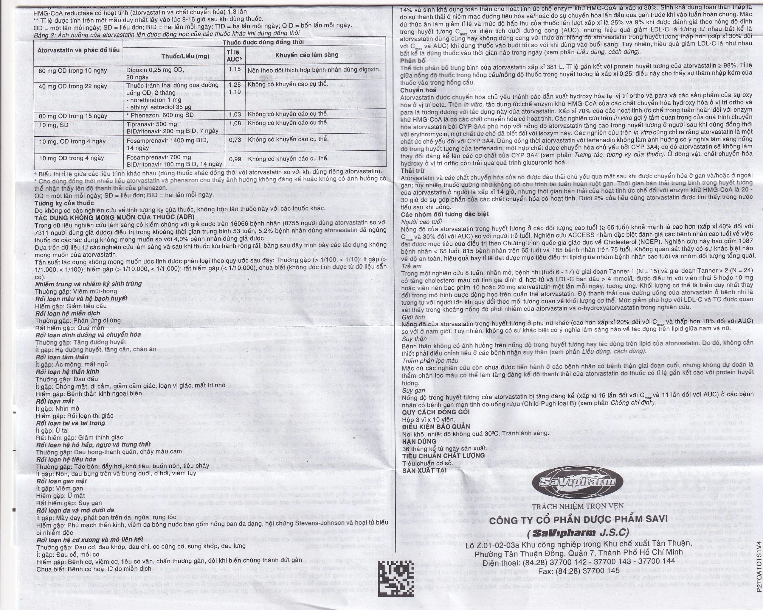 Thuốc Atorvastatin 40mg Savi điều trị rối loạn lipid máu, mỡ máu, cholesterol máu cao (3 vỉ x 10 viên)
