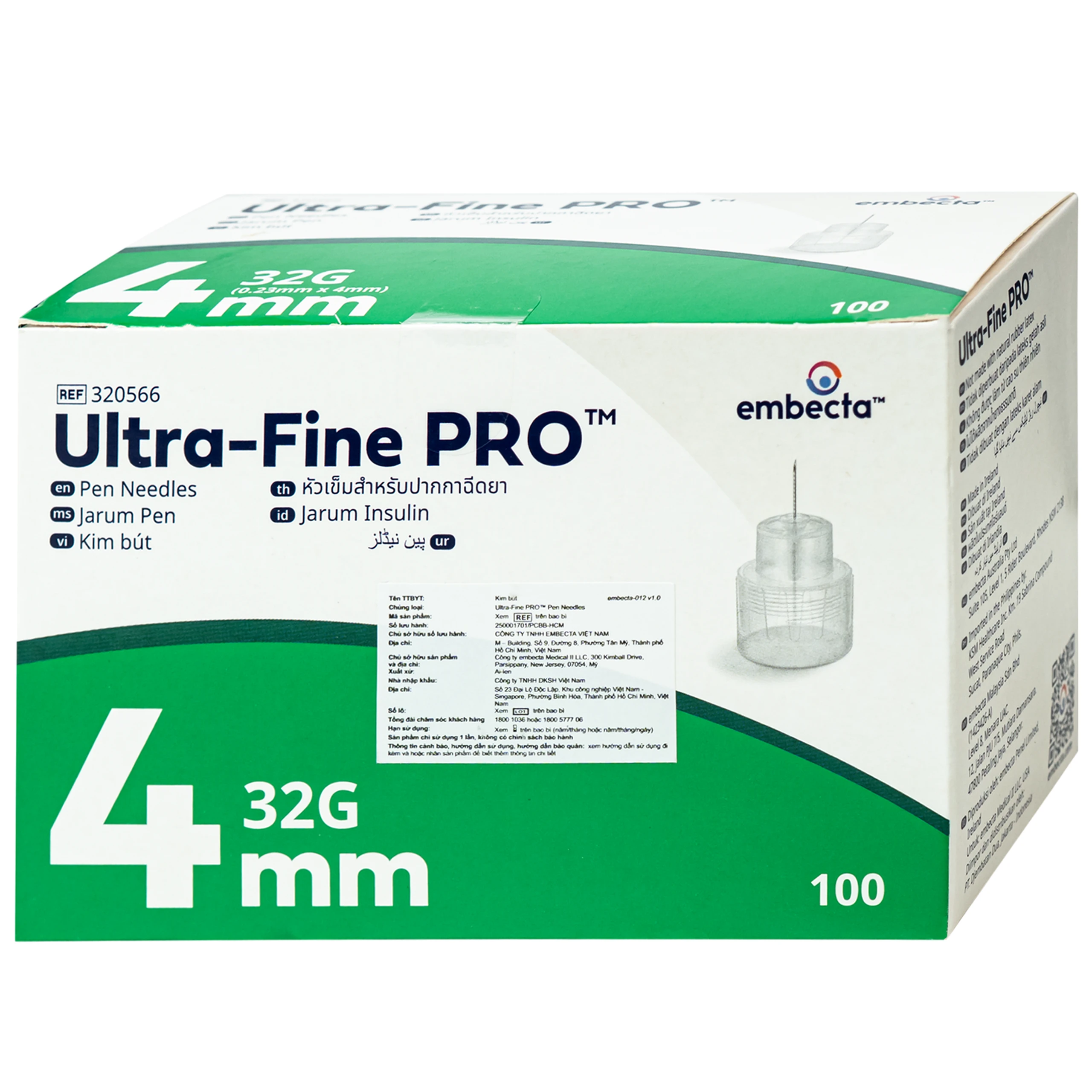Đầu kim Tiểu Đường 32Gx4Mm Bd Ultra-Fine Pro Embecta (Hộp 100 Cái) 2