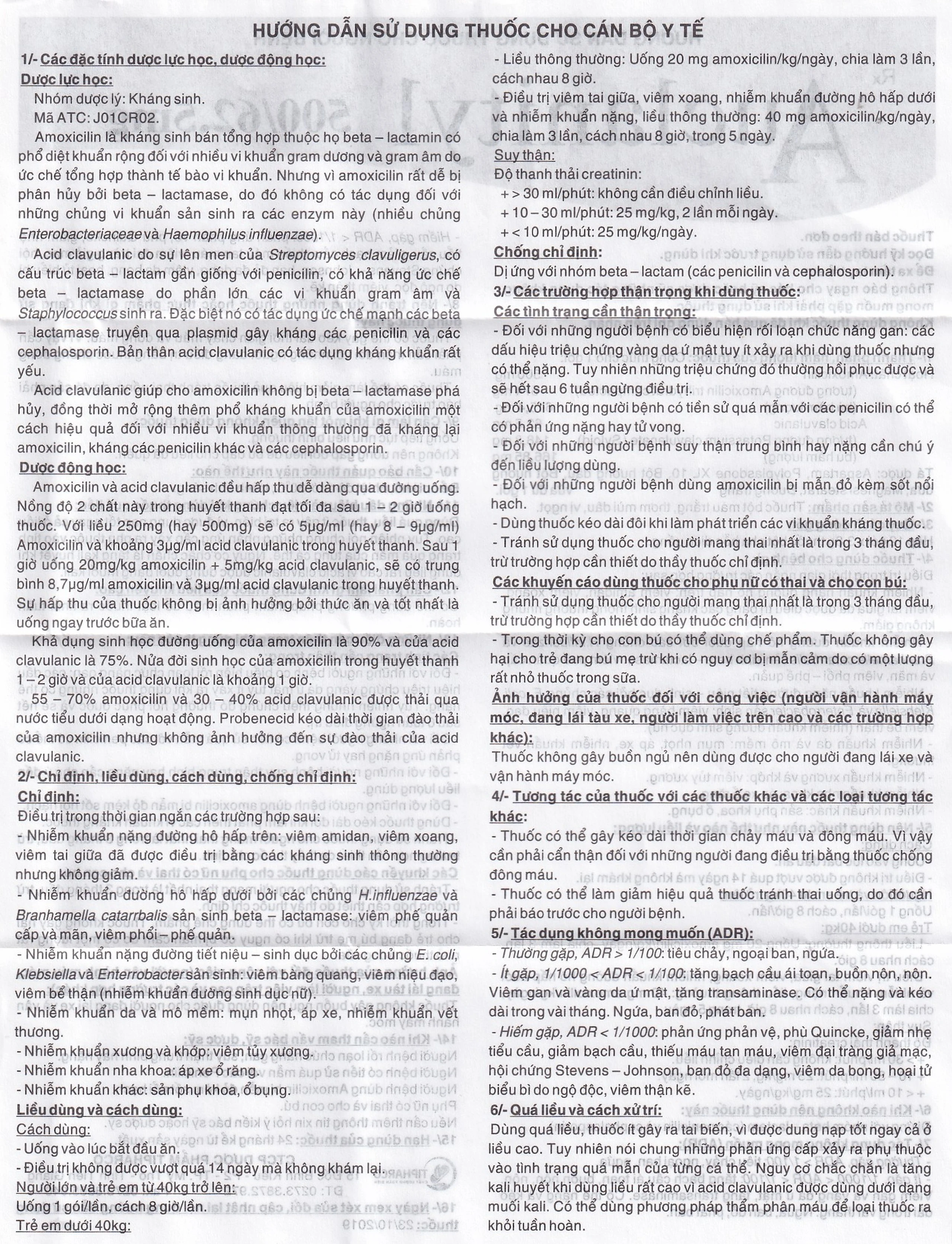 Bột Auclanityl 500/62.5mg Tipharco điều trị nhiễm khuẩn (12 gói x 3,8g)