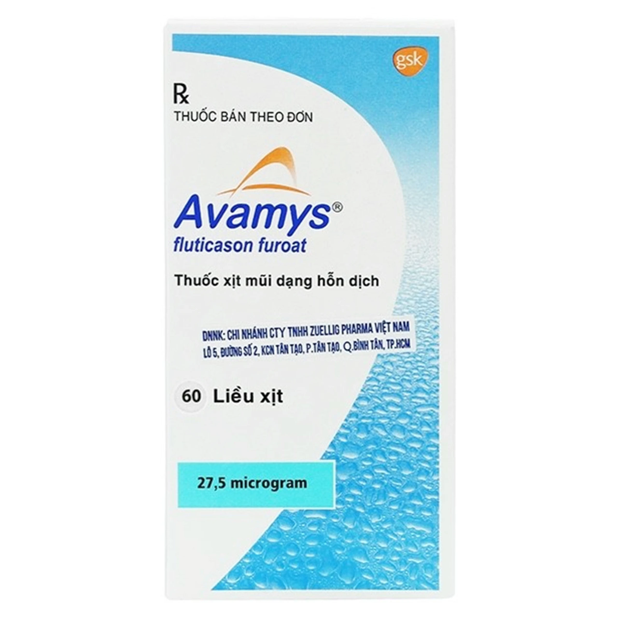 Thuốc xịt mũi Avamys 27.5mcg GSK điều trị chảy nước mũi, xung huyết mũi (60 liều xịt)