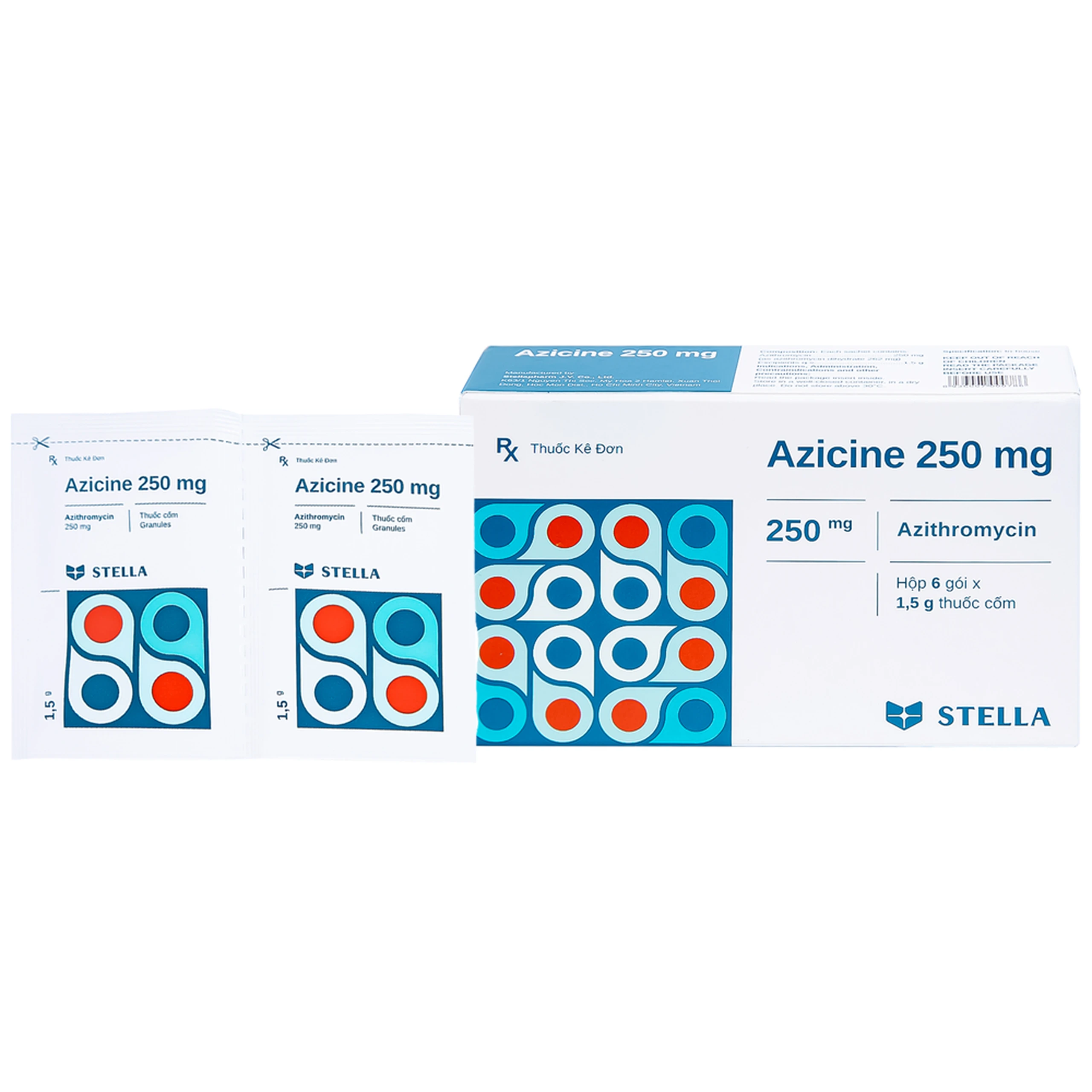 Thuốc cốm Azicine 250mg Stella điều trị nhiễm khuẩn (6 gói x 1g) 1