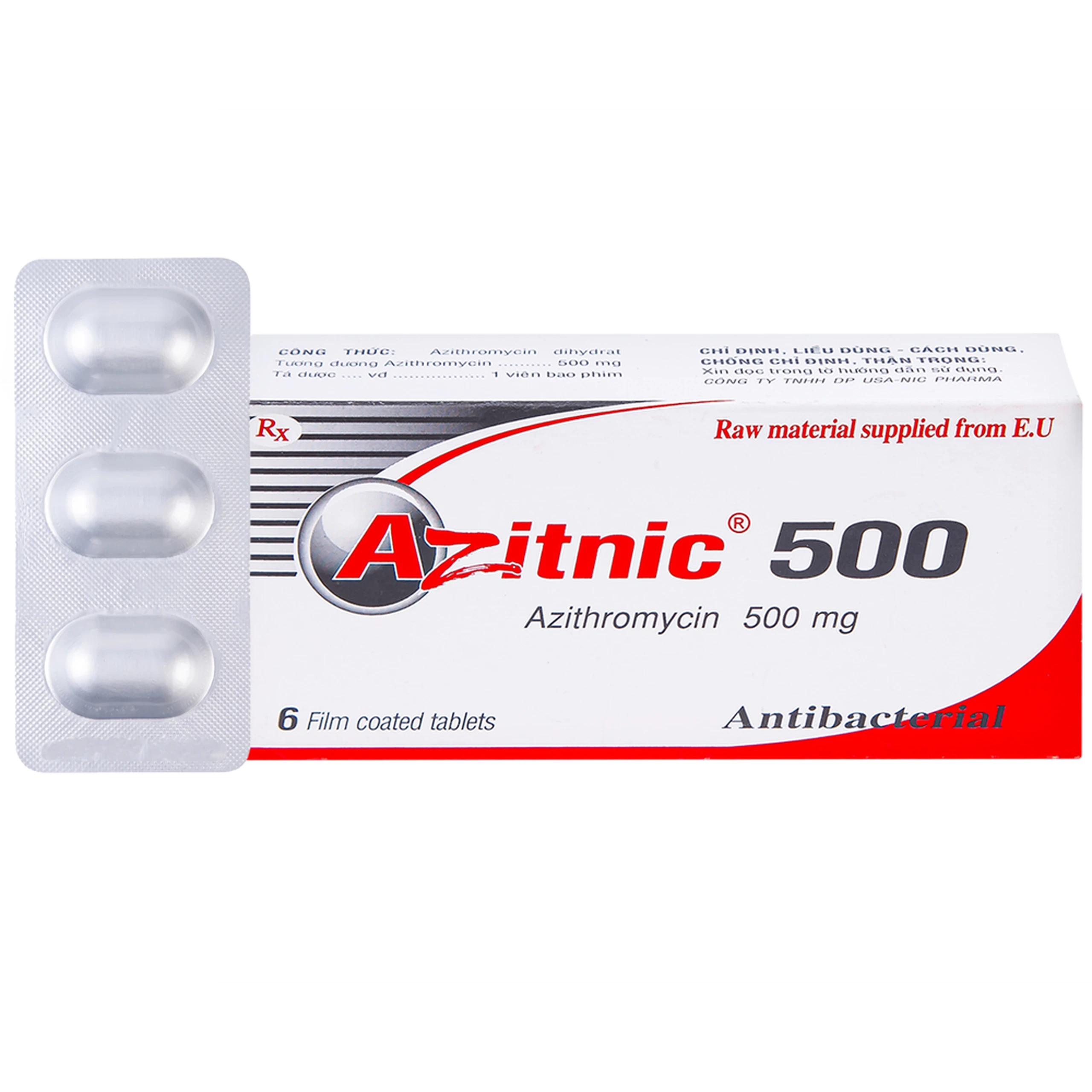 Thuốc Azitnic 500 USA - NIC Pharma điều trị nhiễm khuẩn (6 viên)