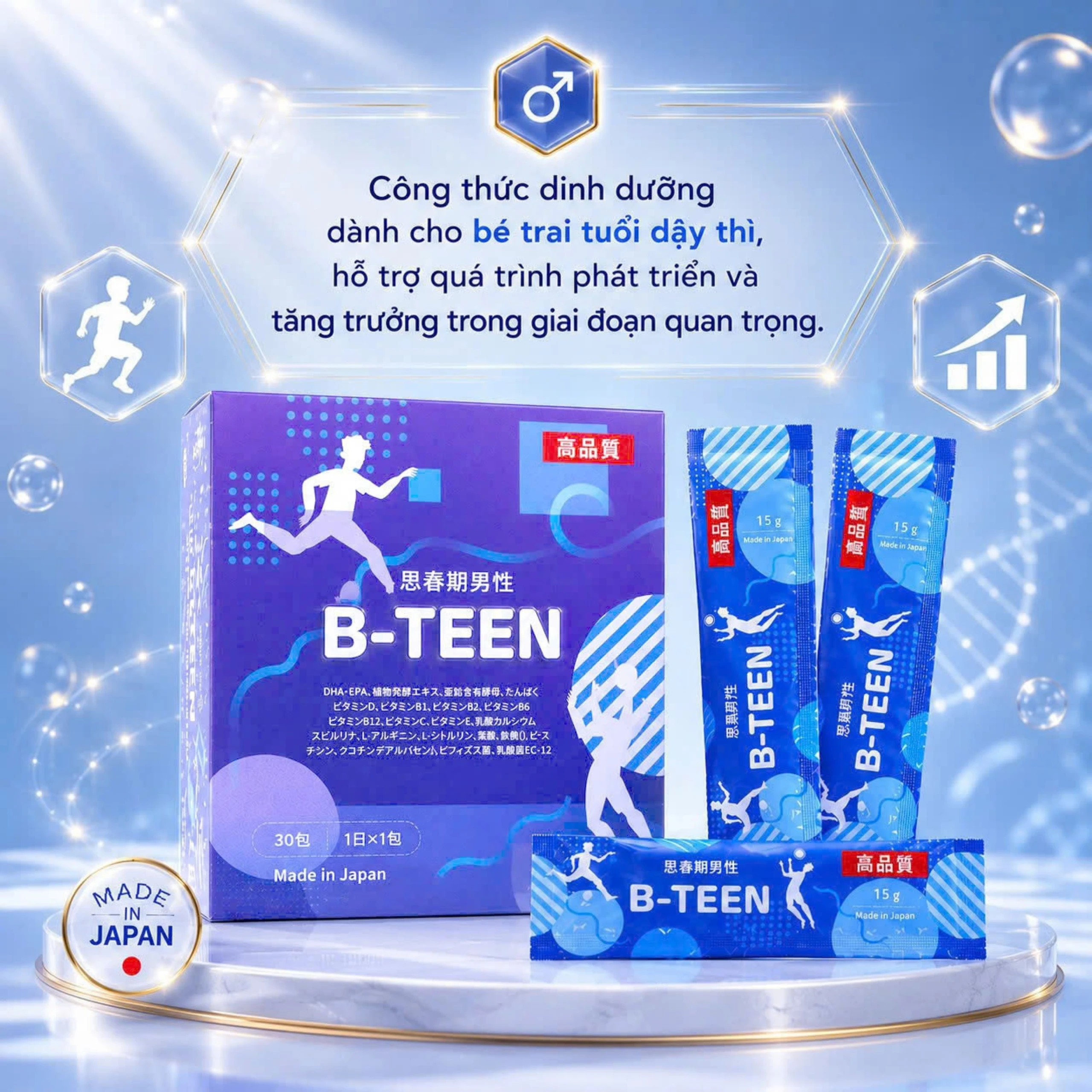 Siro bổ sung vitamin và khoáng chất cho bé trai trong giai đoạn tăng trưởng B-TEEN Kenko (30 gói x 15g) 4