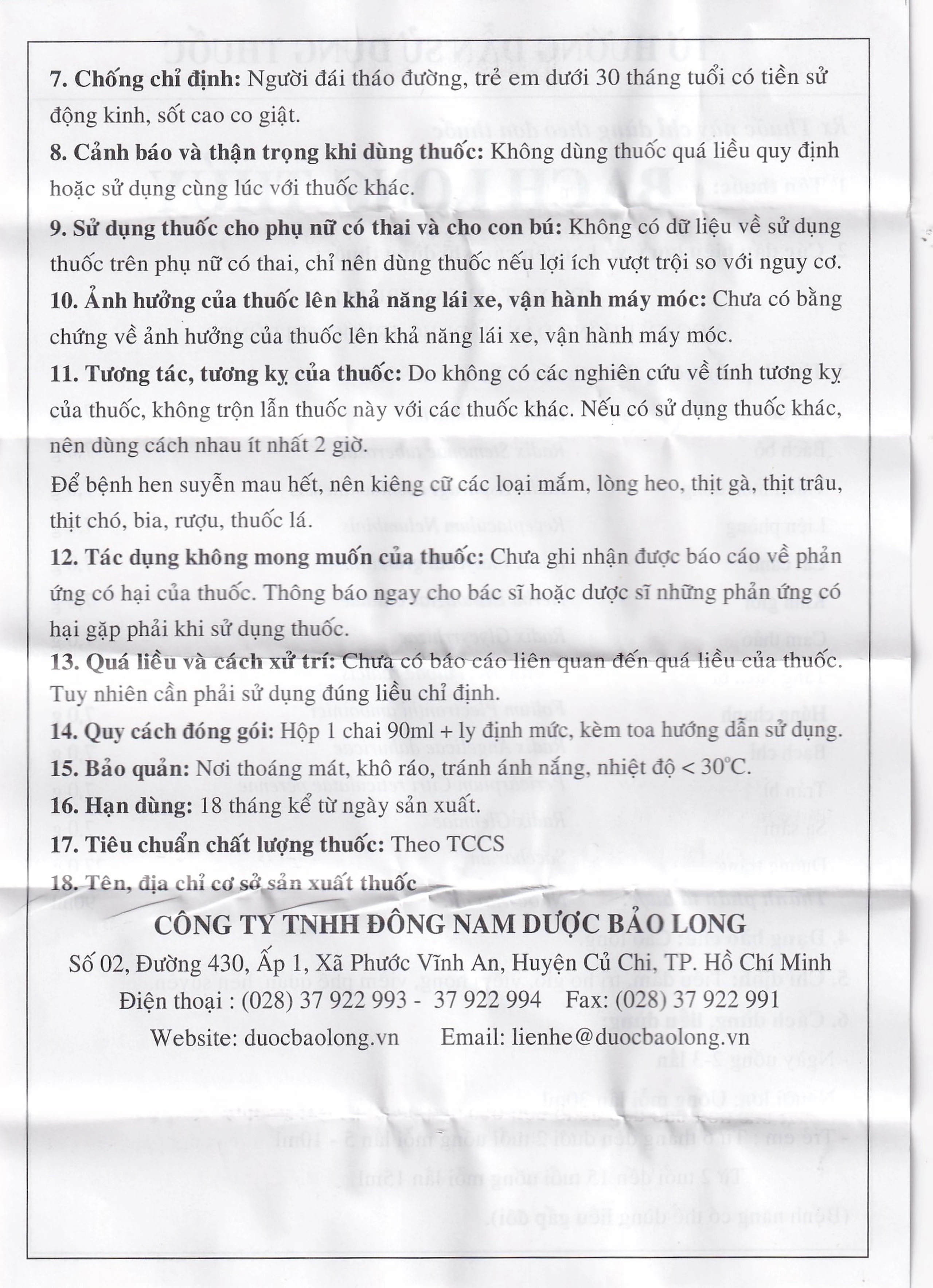 Cao lỏng Bạch Long Thủy điều trị ho, hen suyễn (90ml)