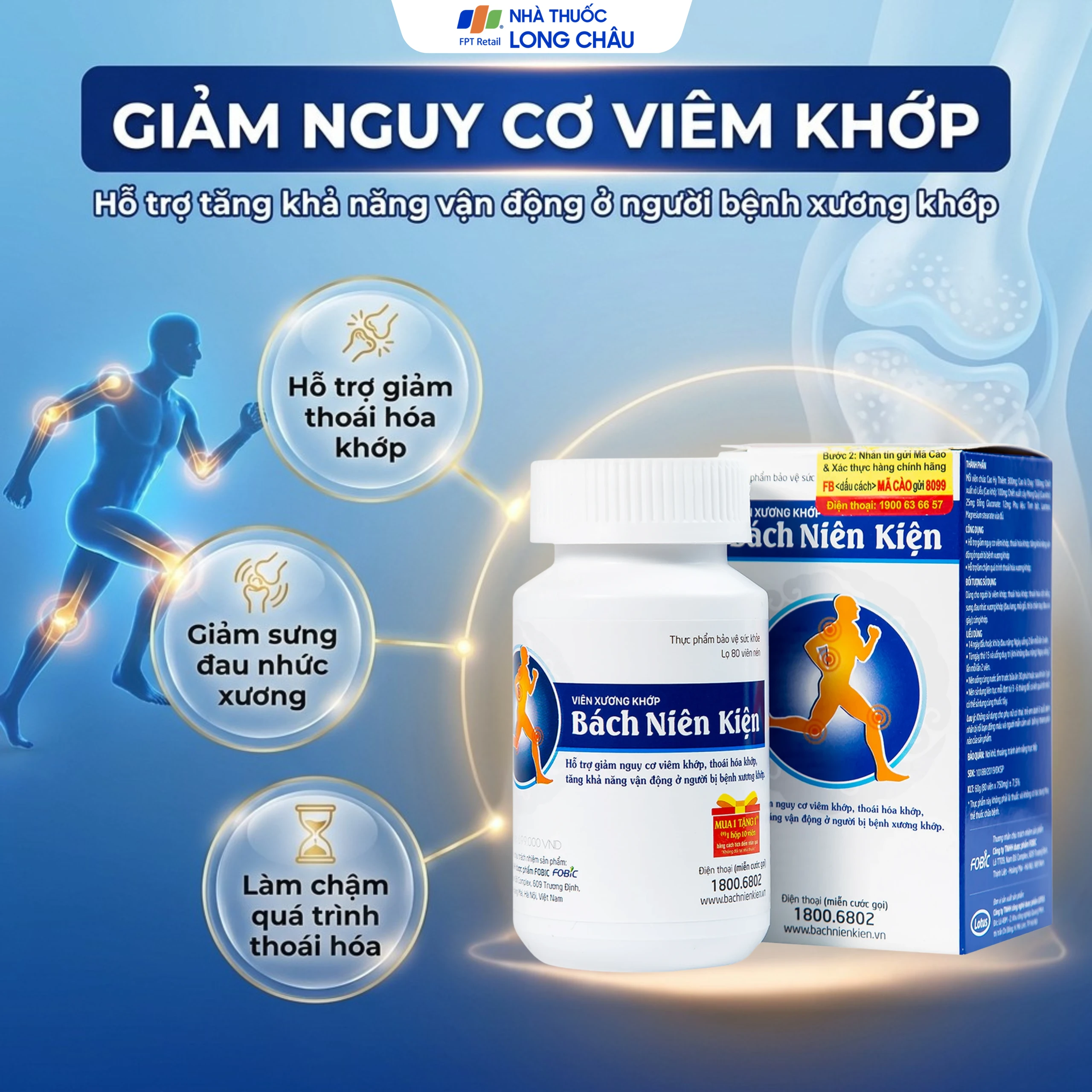 Viên hỗ trợ giảm nguy cơ viêm khớp Bách Niên Kiện Fobic (80 viên) 2
