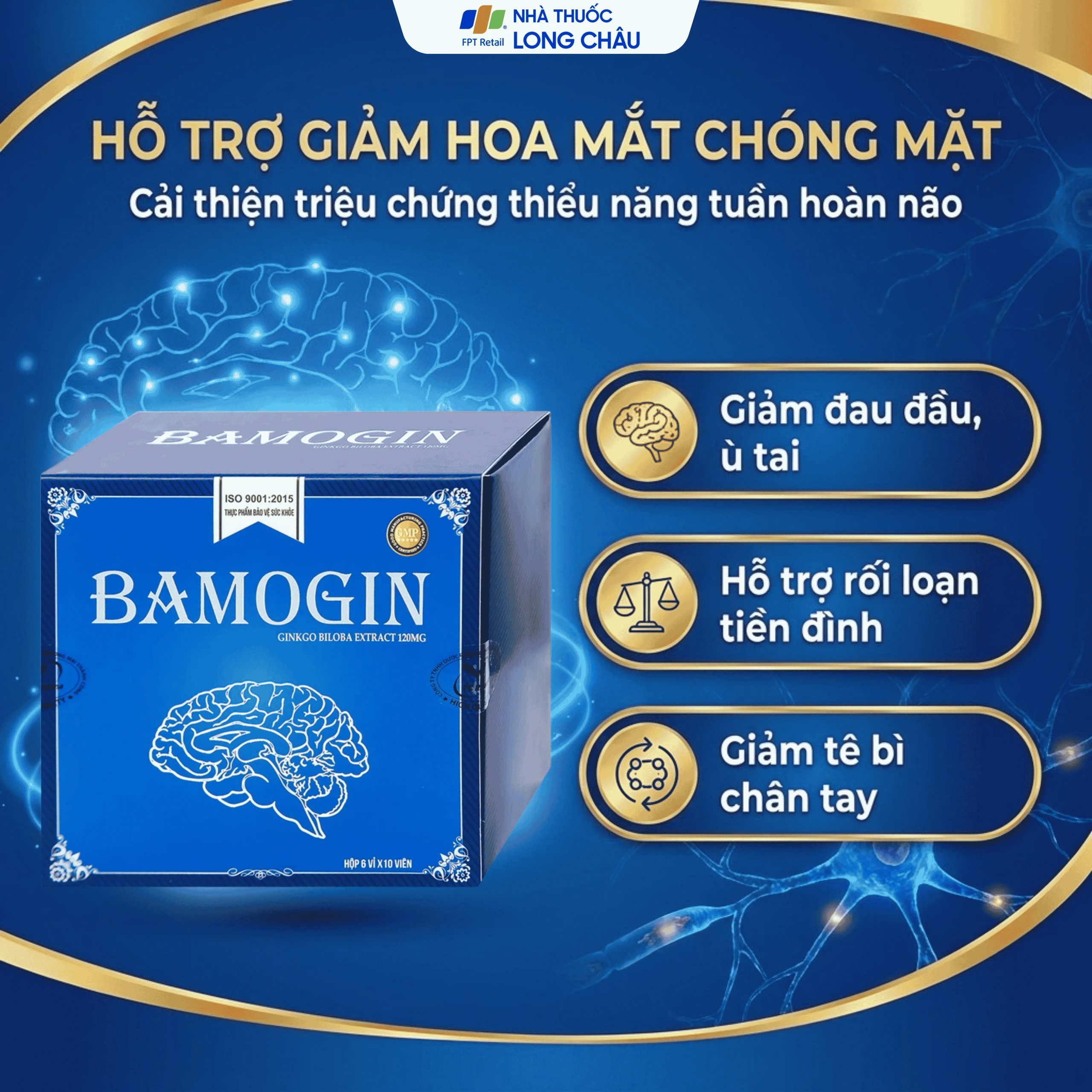 Viên uống tăng cường tuần hoàn não, cải thiện trí nhớ Bamogin Thành Công (6 vỉ x 10 viên) 4