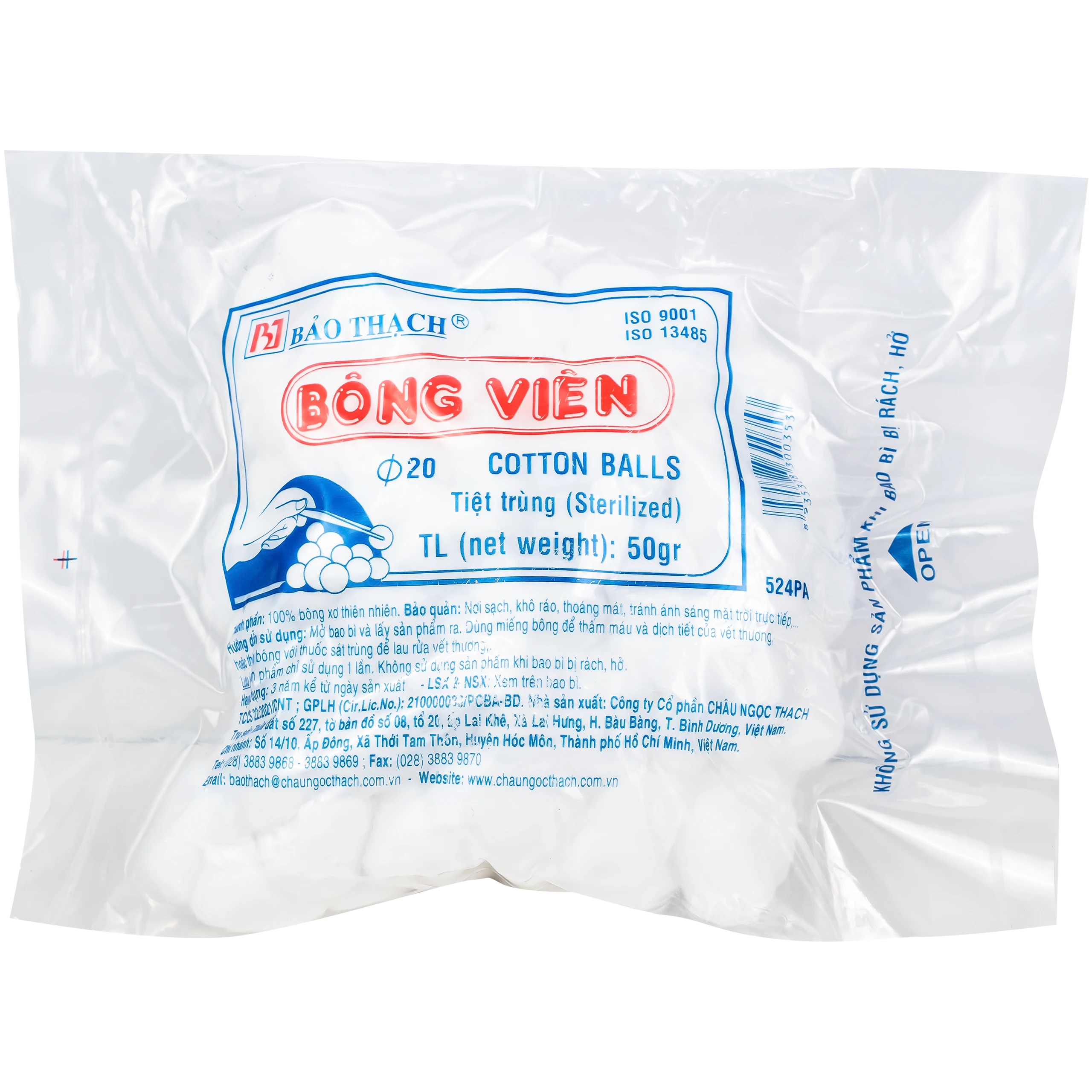 Bông viên Bảo Thạch 50g làm sạch vết thương, thấm máu và dịch tiết 1
